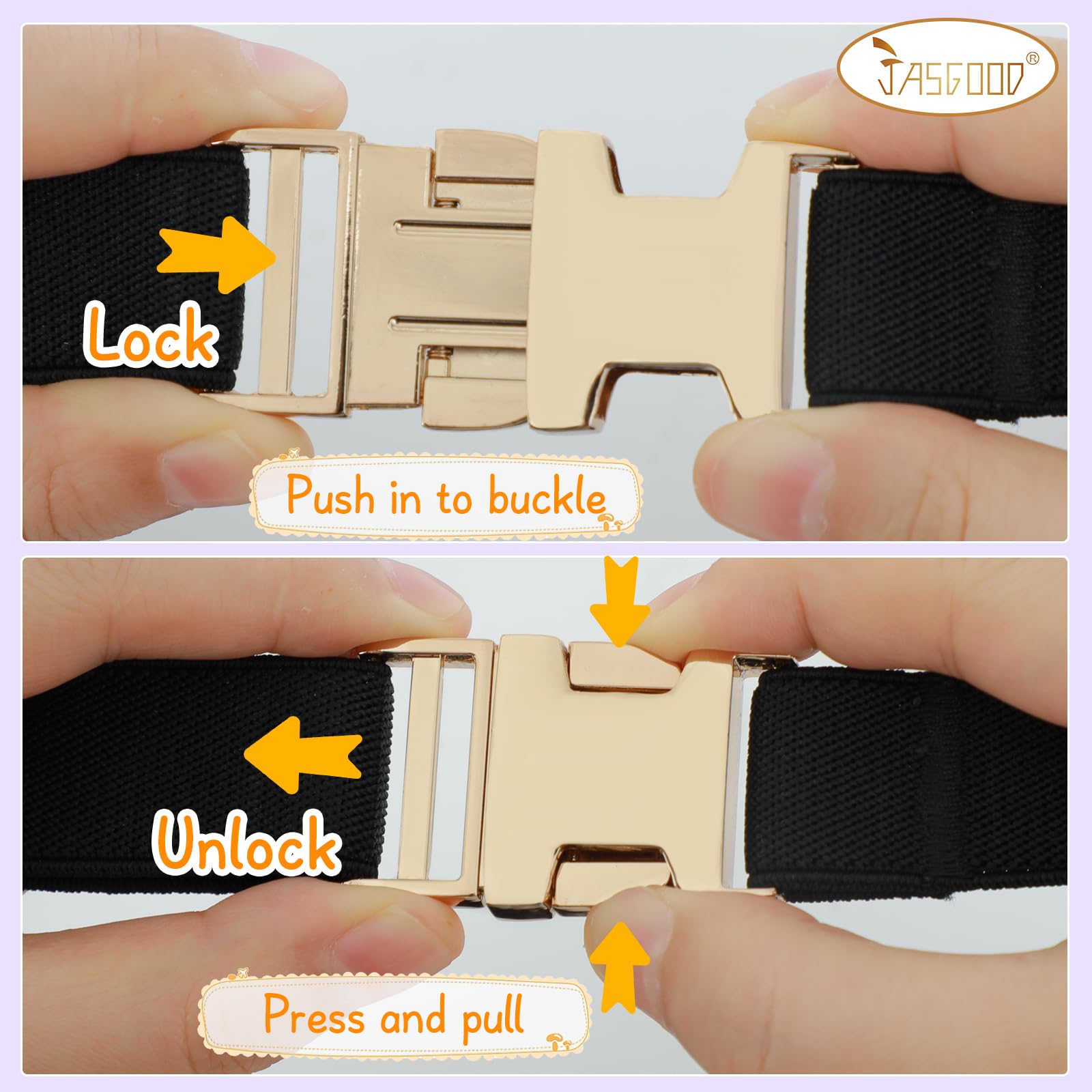 JASGOOD Kids Toddler Adjustable Elastic Belt, Easy to Use Gold Buckle for Girls Boys