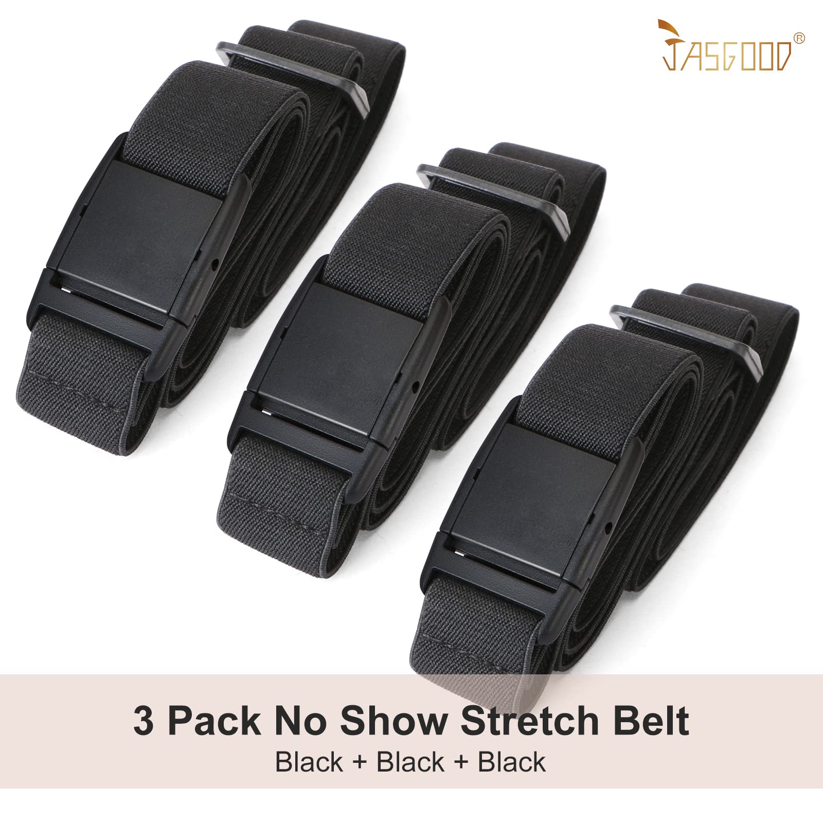 JASGOOD No Show Women Stretch Belt Invisible Elastic Web Strap Belt with Flat Buckle for Jeans Pants Dresses - JASGOOD OFFICIAL