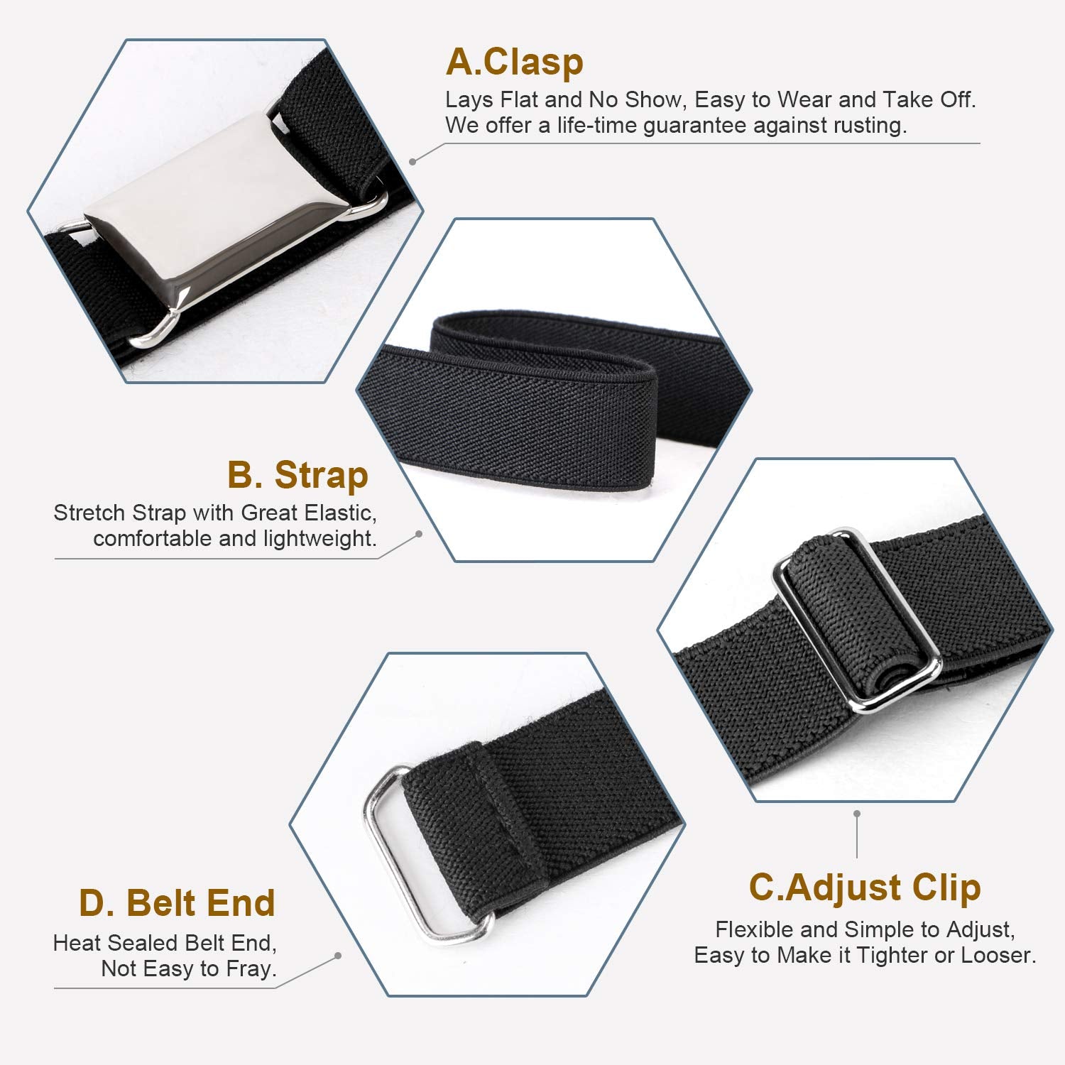 JASGOOD Kids Toddler Belt Elastic Stretch Adjustable Belt for Boys and Girls with Silver Square Buckle 2 Pack