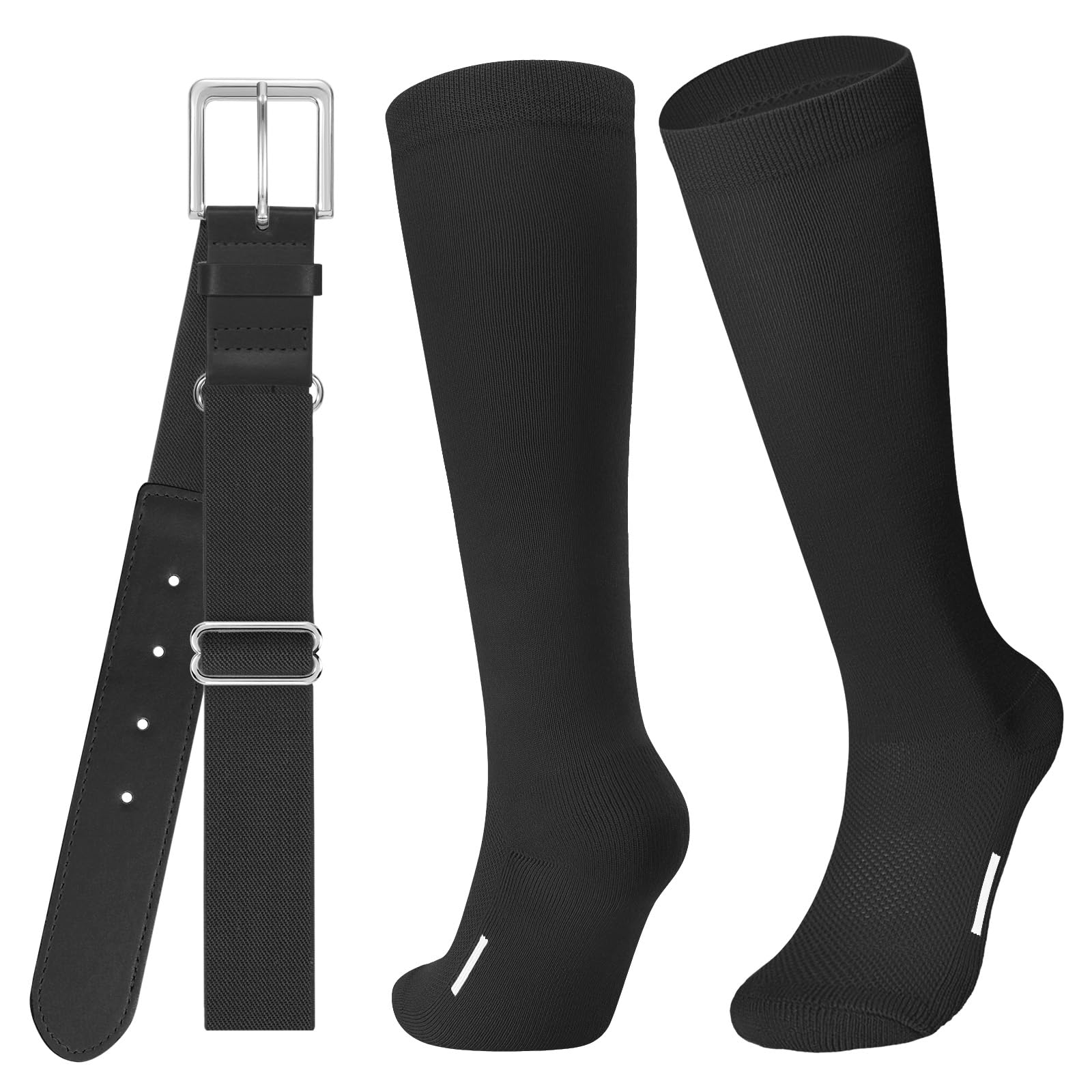 JASGOOD Baseball Softball Socks and Belt Combo Set Breathable Soccer Football Socks for Adult and Youth