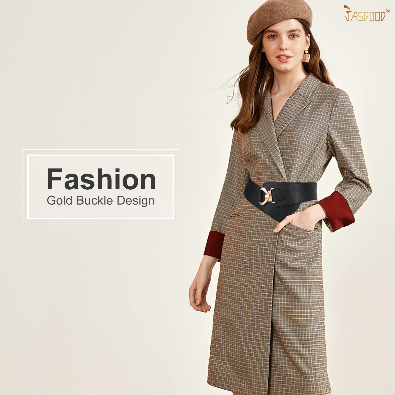 JASGOOD Wide Elastic Stretch Waist Belt Women's Adjustable Fashion Dress Belt - JASGOOD OFFICIAL