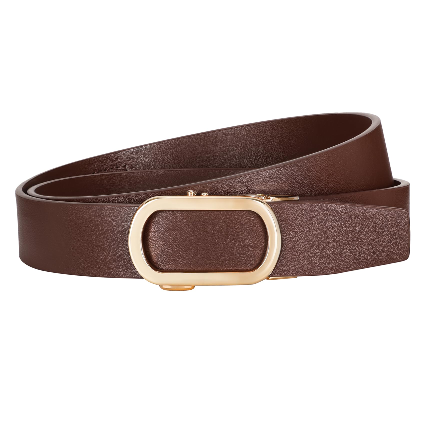 JASGOOD Women Leather Ratchet Belt for Jeans Pants Dresses Adjustable Belt with Automatic Sliding Buckle, Width 1.2" - JASGOOD OFFICIAL