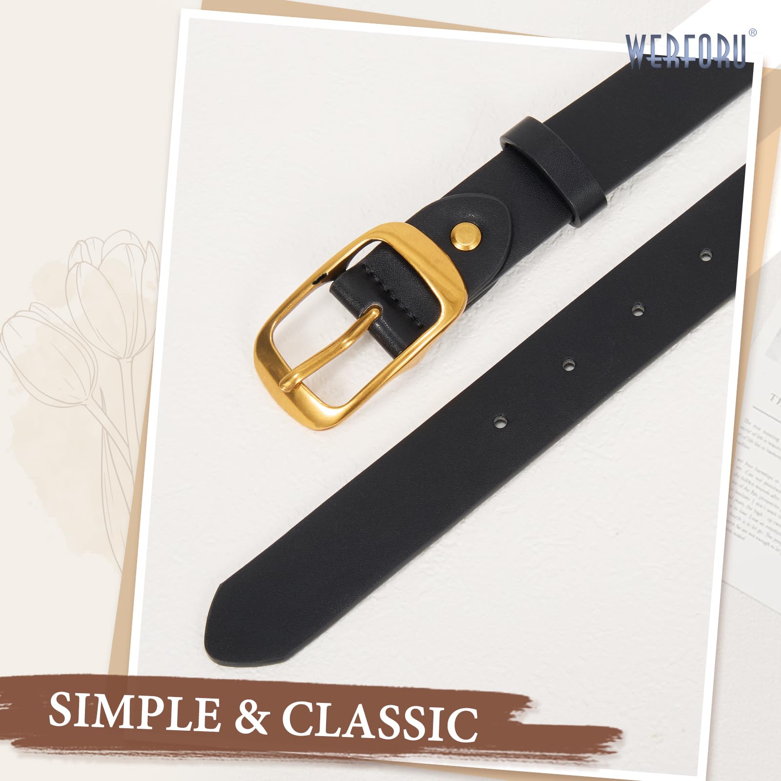 WERFORU Plus Size Belt for Women Leather Belt with Metal Buckle Ladies Casual Belt for Jeans Pants - JASGOOD OFFICIAL