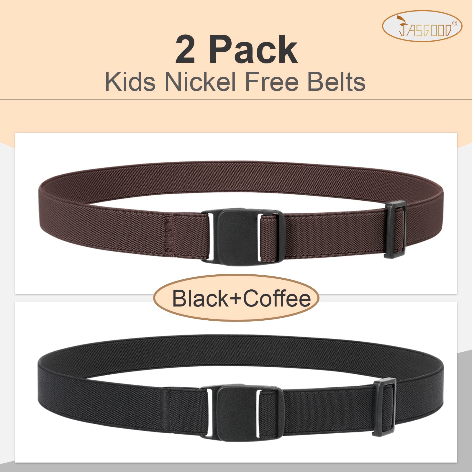 JASGOOD Kids Nickel Free Belts,Adjustable Elastic Belts for Pants Children,Stretch Belts for Boys Girls and Toddlers