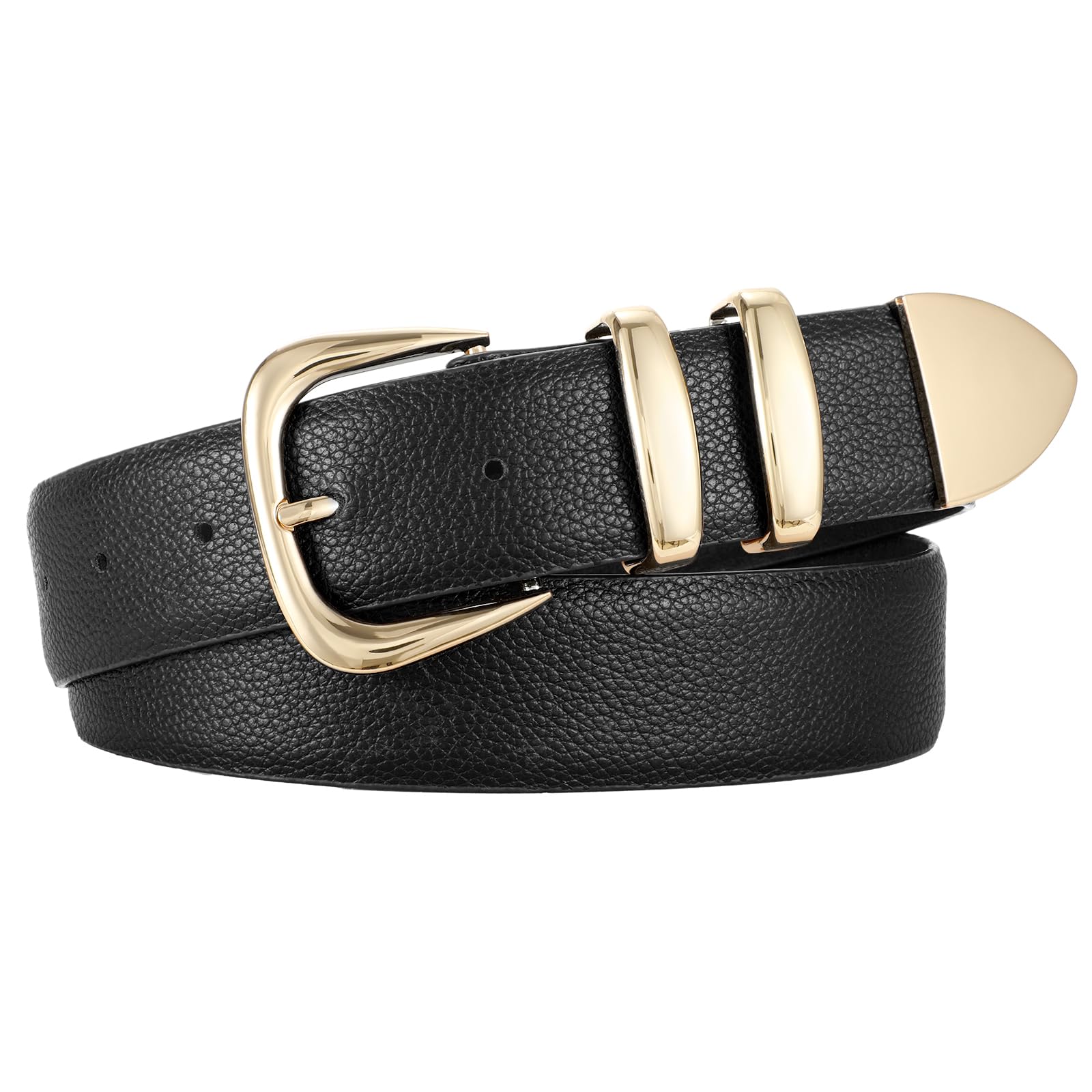 JASGOOD Women's Leather Belts Fashion Leather Waist Belt with Gold Buckle Elegant Ladies Belts for Jeans Dress
