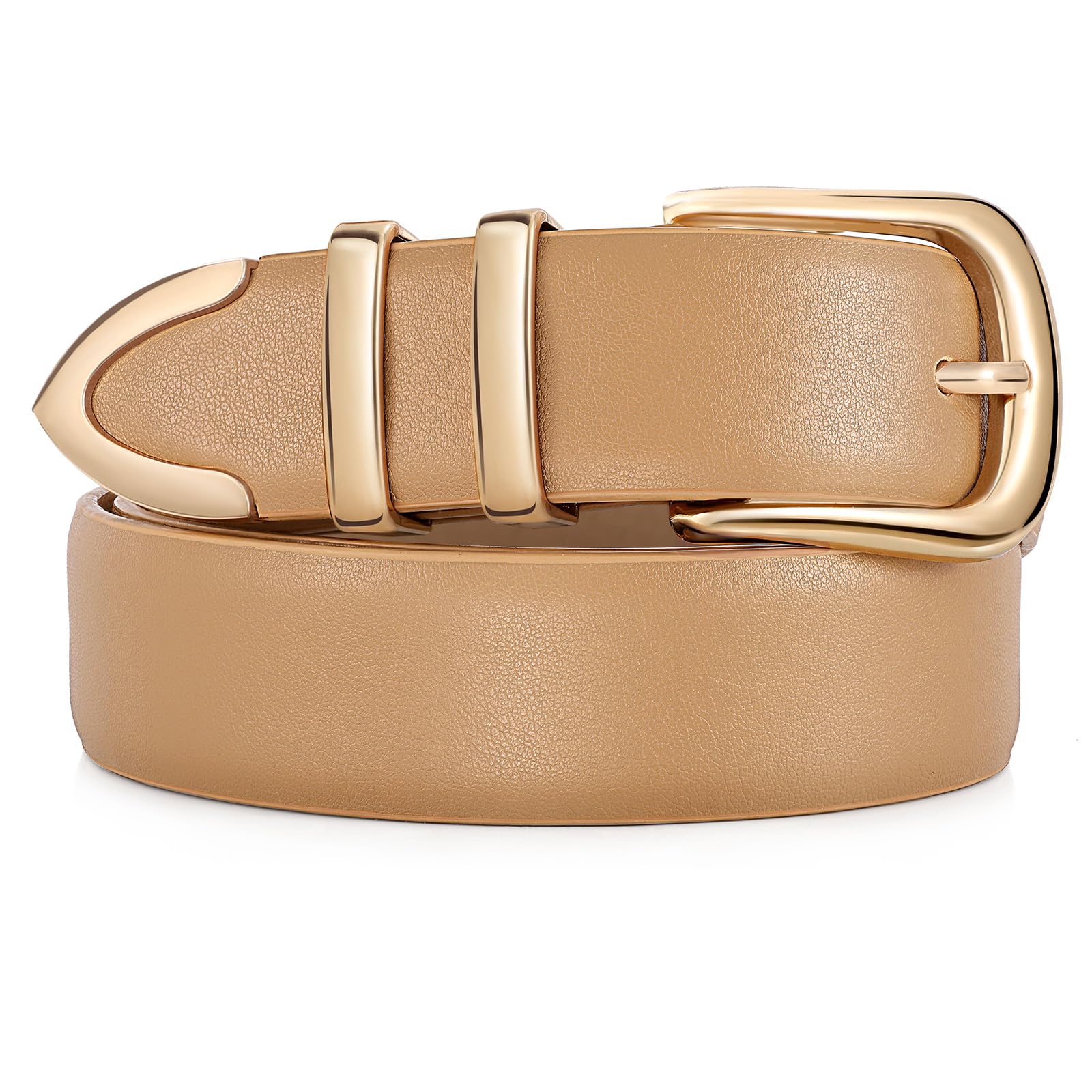 JASGOOD Women Leather Belt with Gold Buckle Ladies Fashion Faux Leather Waist Belt for Jeans Pants - JASGOOD OFFICIAL