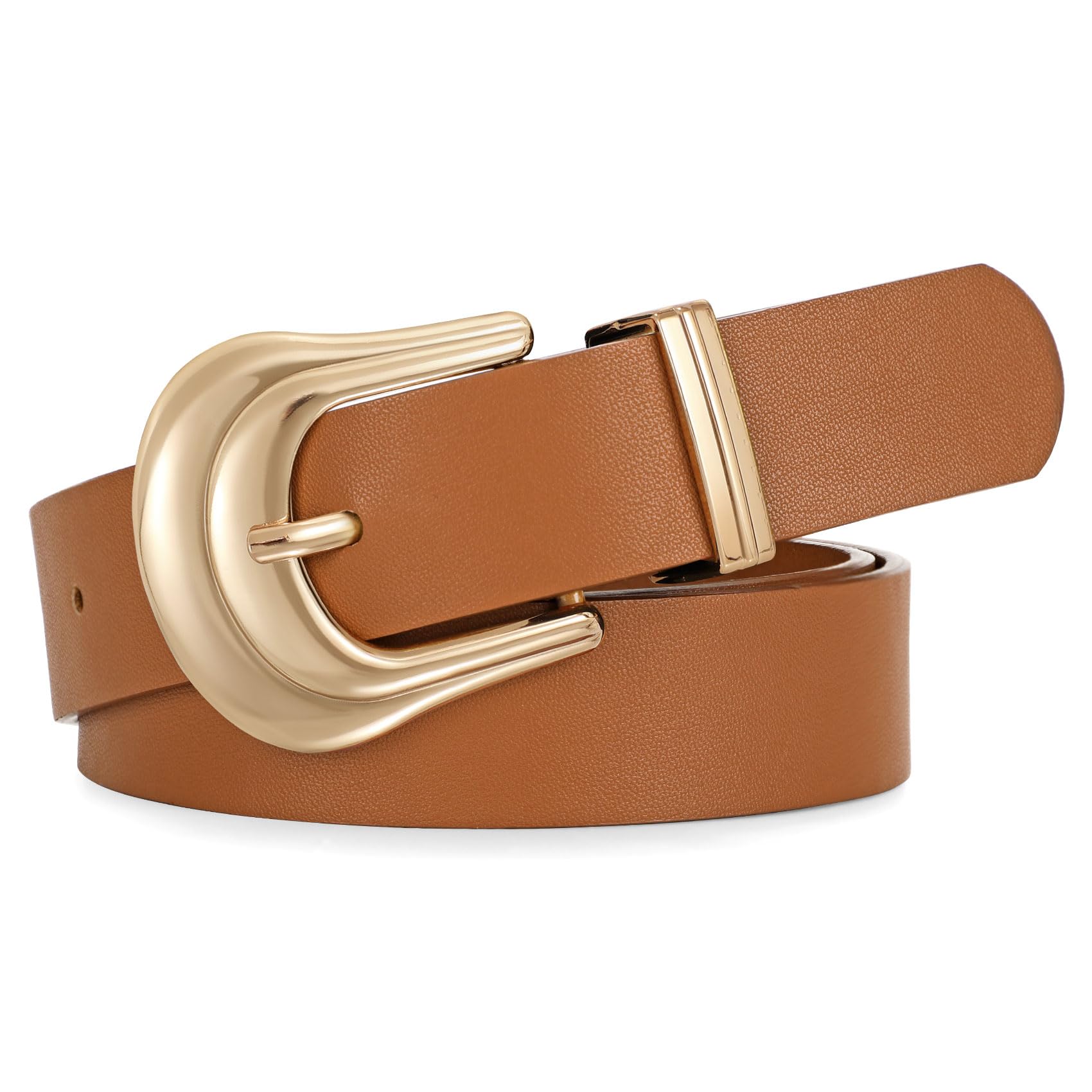 JASGOOD Women's Western Belt Vintage Black Leather Waist Belt for Pants Jeans with Gold Buckle