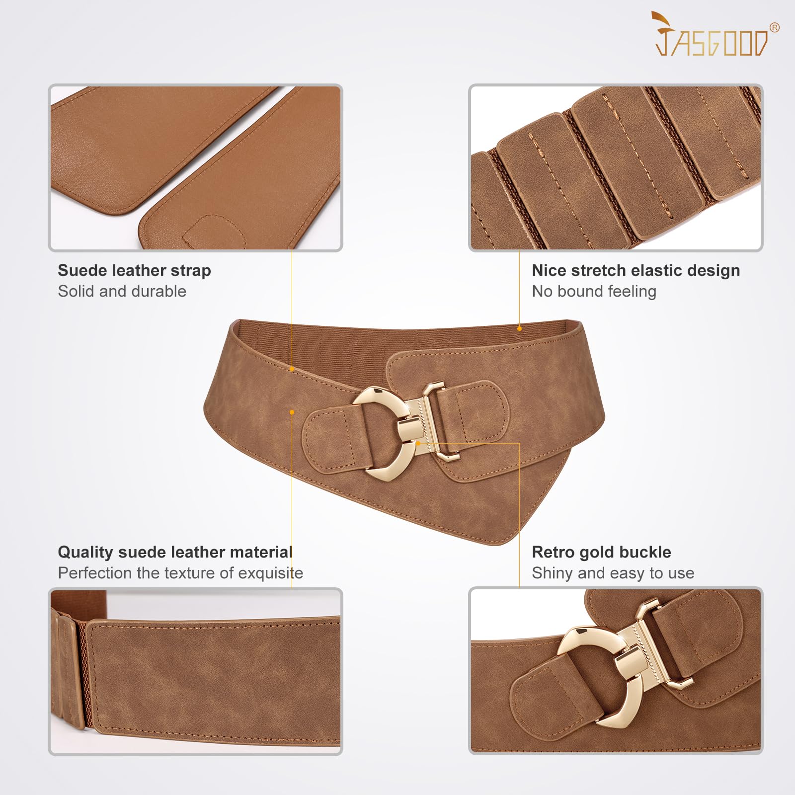 JASGOOD Wide Elastic Stretch Waist Belt Women's Adjustable Fashion Dress Belt - JASGOOD OFFICIAL