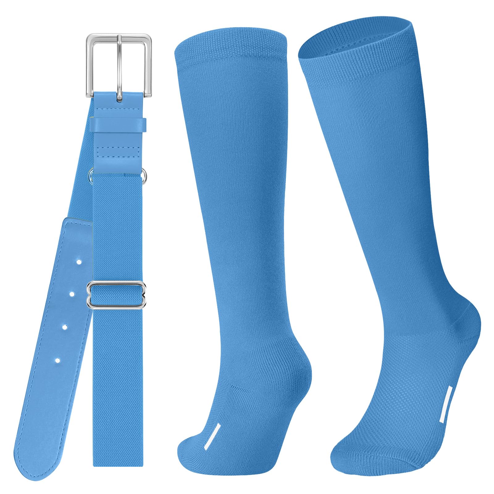 JASGOOD Baseball Softball Socks and Belt Combo Set Breathable Soccer Football Socks for Adult and Youth
