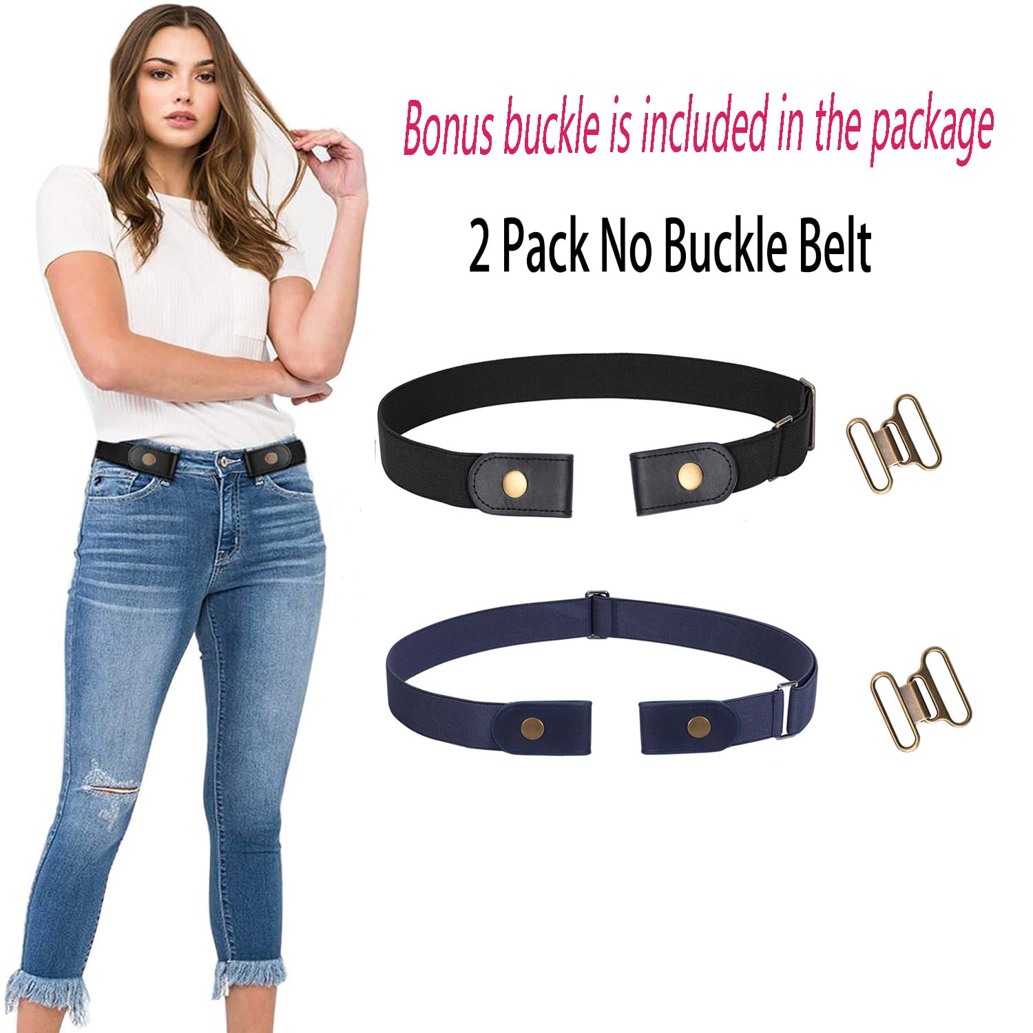 WERFORU No Buckle Stretch Belt for Women and Men Elastic Waist Belt up to 72 Inches for Jeans Pants - JASGOOD OFFICIAL