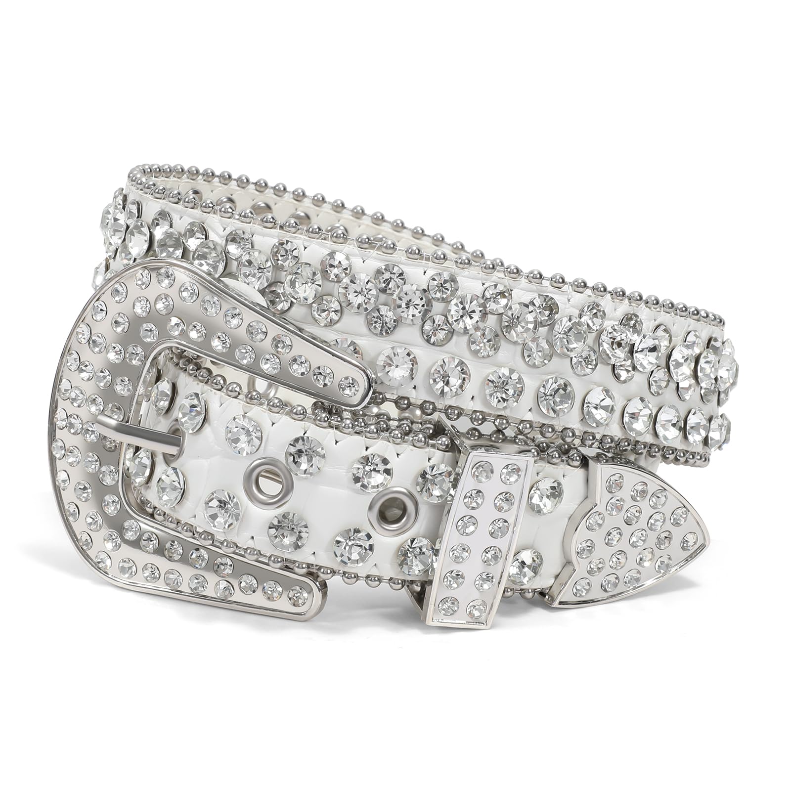 JASGOOD Kids Rhinestone Belt for Girls and Boys,Western Cowgirl Cowboy Bling Studded Leather Belt for Jeans Dress