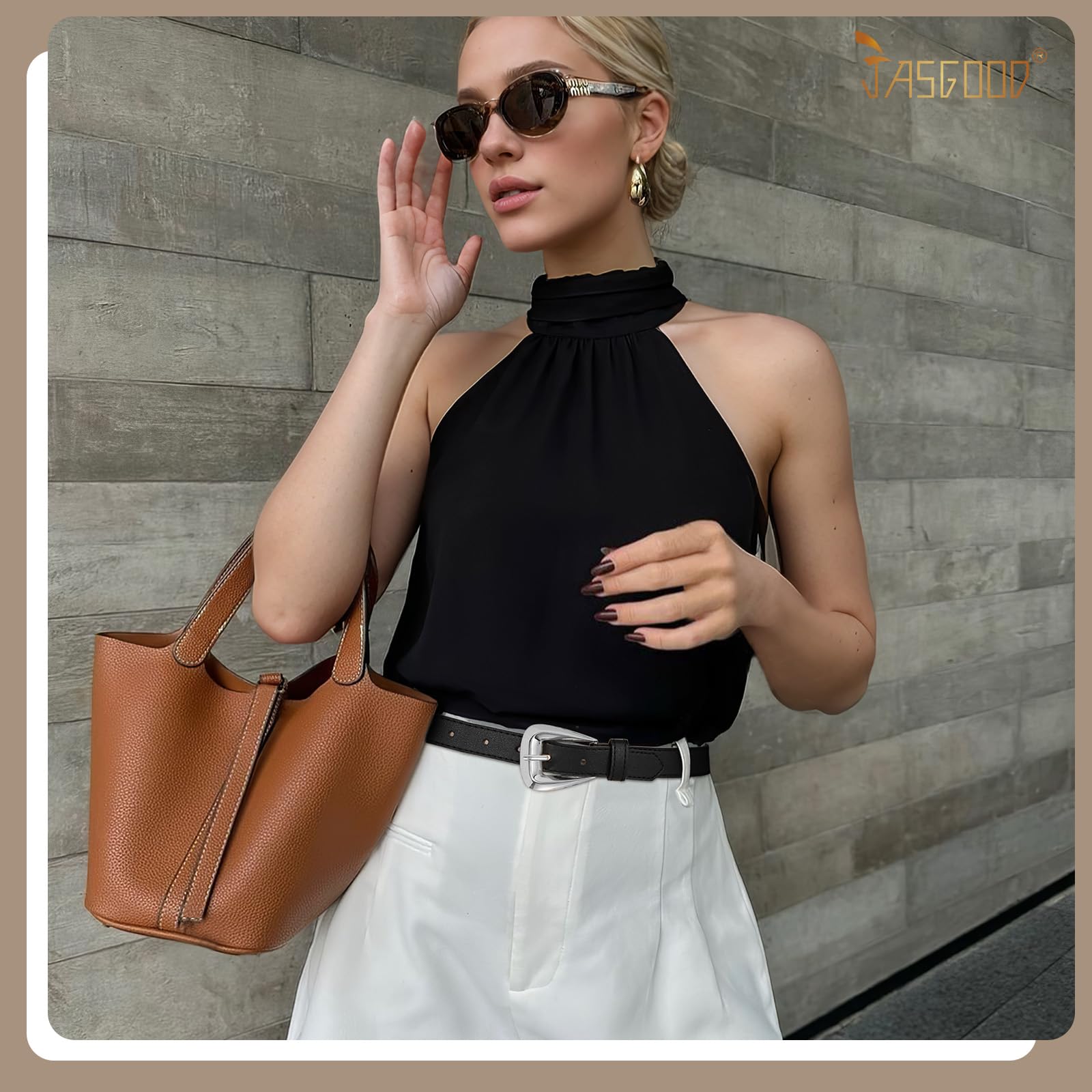 JASGOOD Women Leather Belts for Jeans Pants Soft Leather Waist Belt for Ladies Vintage Belt with Gold Buckle 0.9" Width