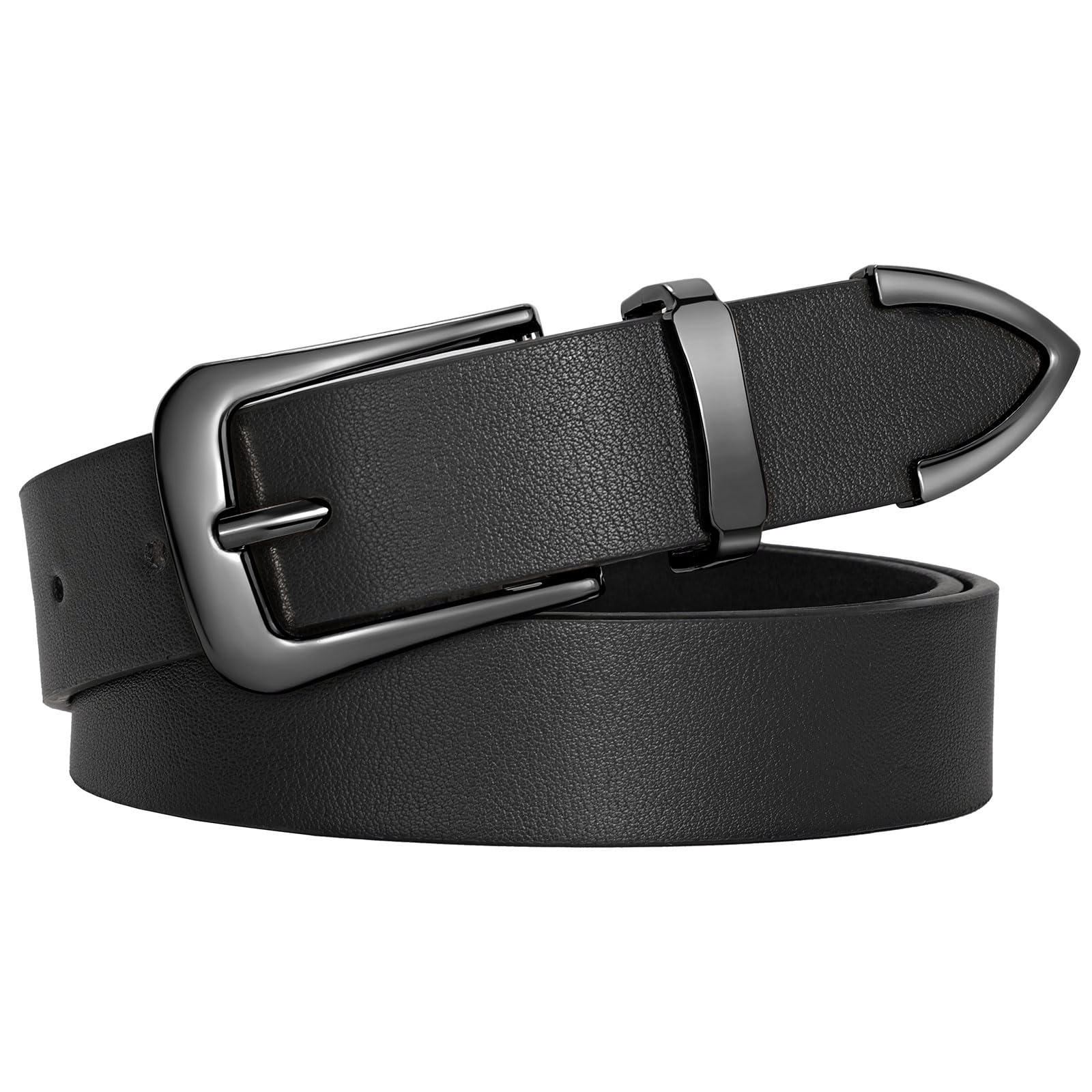 JASGOOD Women Leather Belt for Jeans Pants Ladies Waist Belt for Dress with Silver Buckle