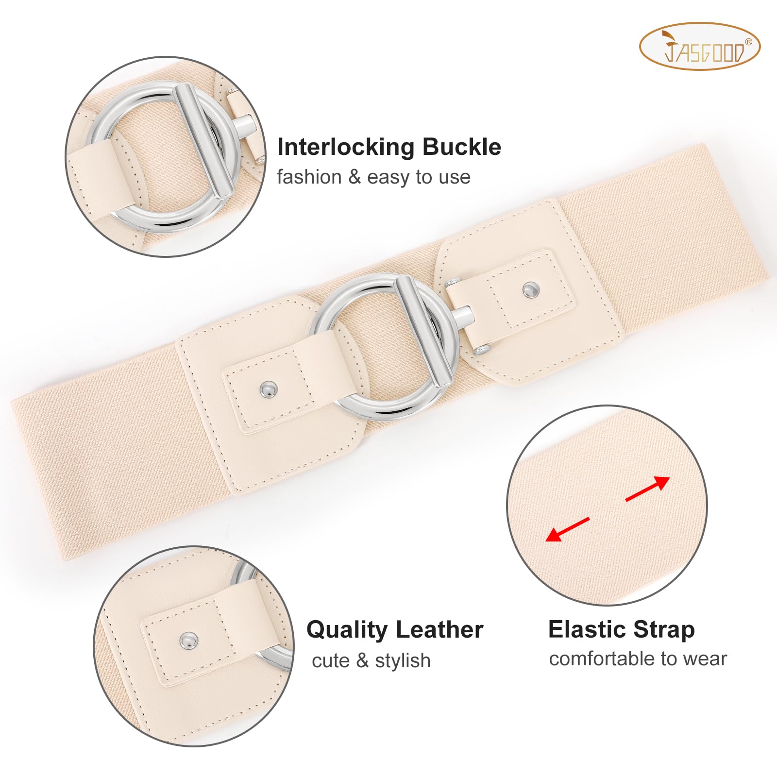 JASGOOD Women Wide Elastic Waist Belt Fashion Stretchy Dress Belt - JASGOOD OFFICIAL