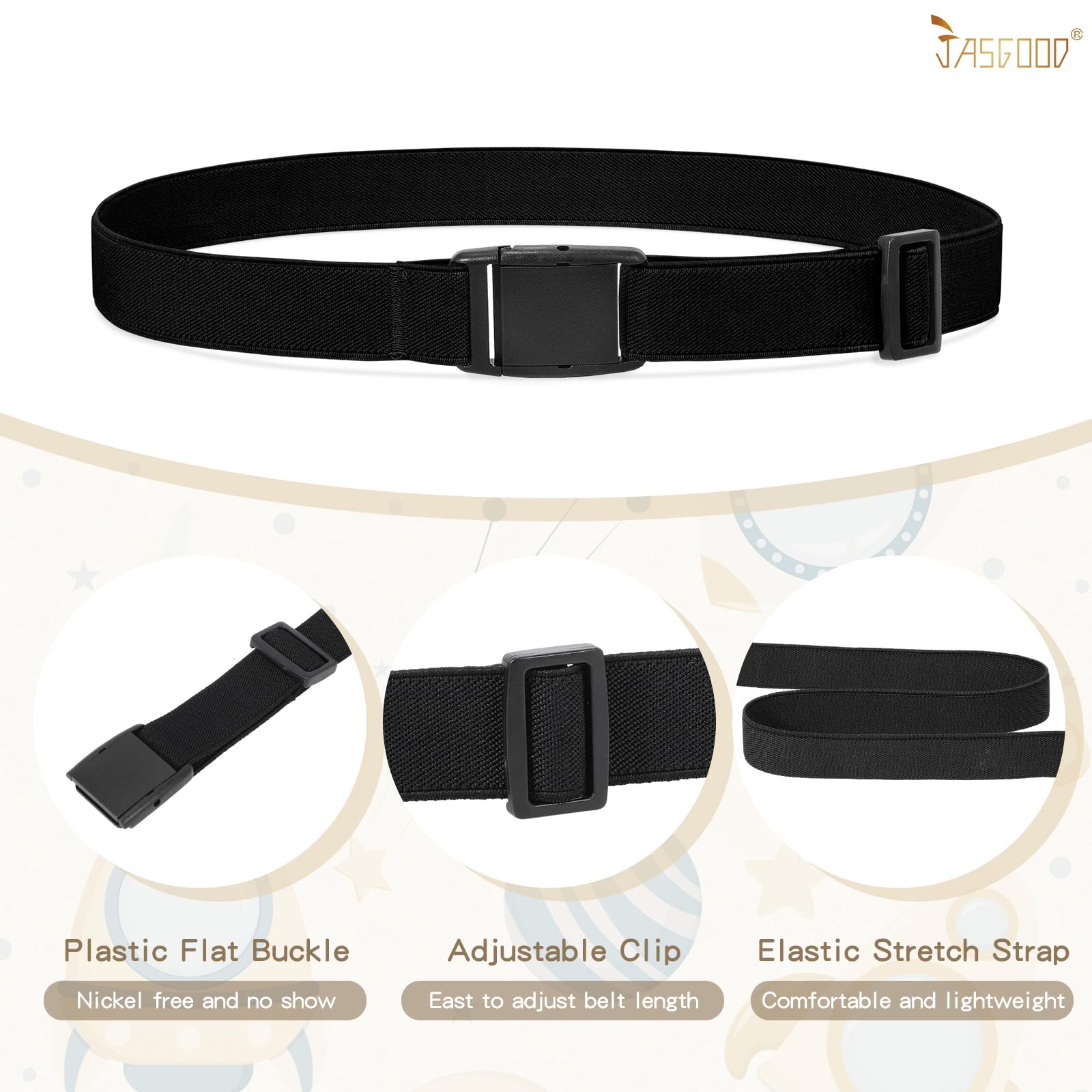 JASGOOD Kids Adjustable Elastic Belt for Boys Girls and Toddlers Nickel Free Stretch Belts for Pants Jeans