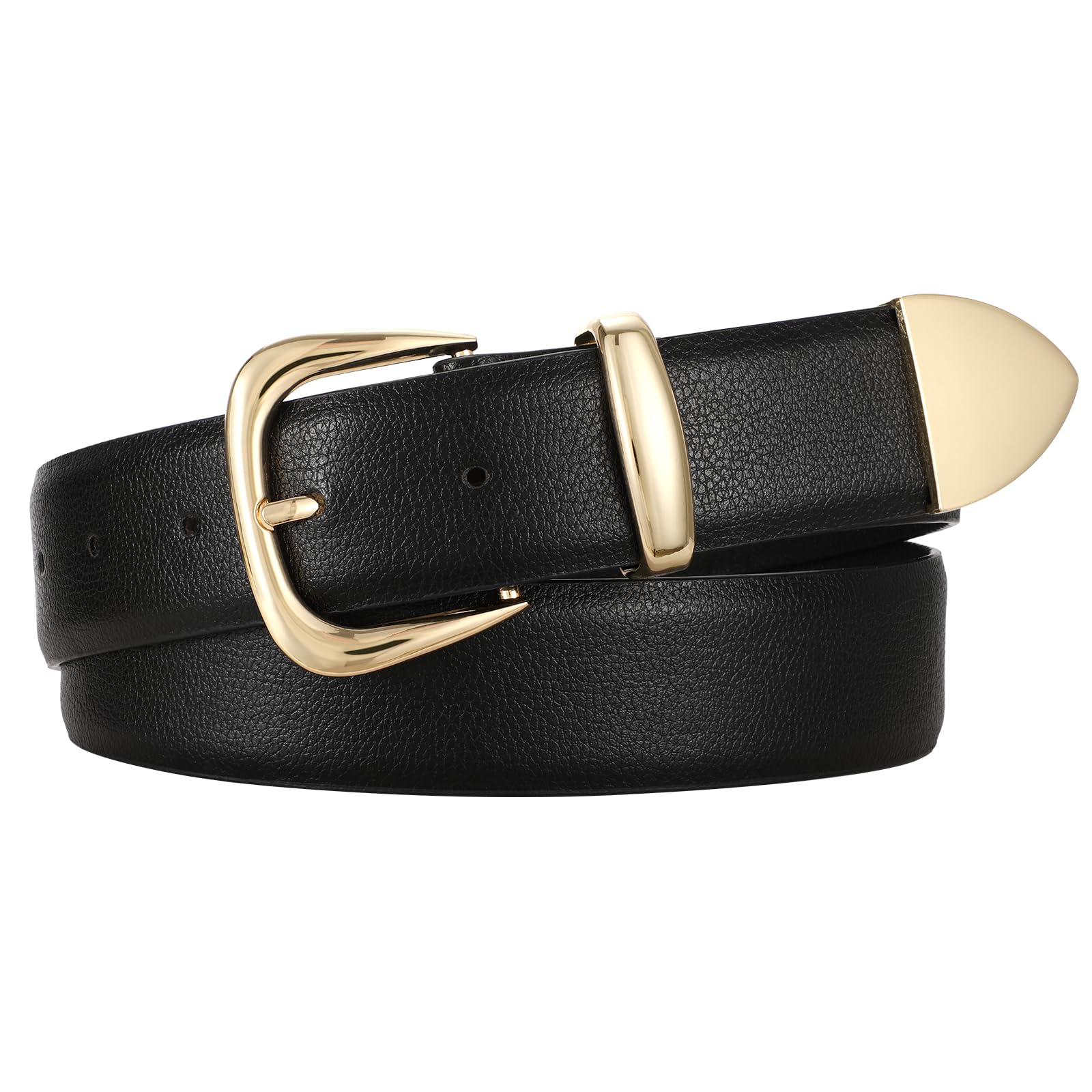 JASGOOD Women's Leather Belts Fashion Leather Waist Belt with Gold Buckle Elegant Ladies Belts for Jeans Dress