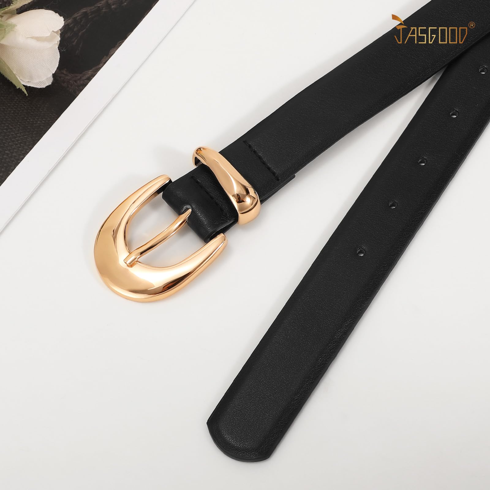 JASGOOD Women Leather Belt Fashion Women Belt Ladies Casual PU Leather Belt for Jeans Pants Dress