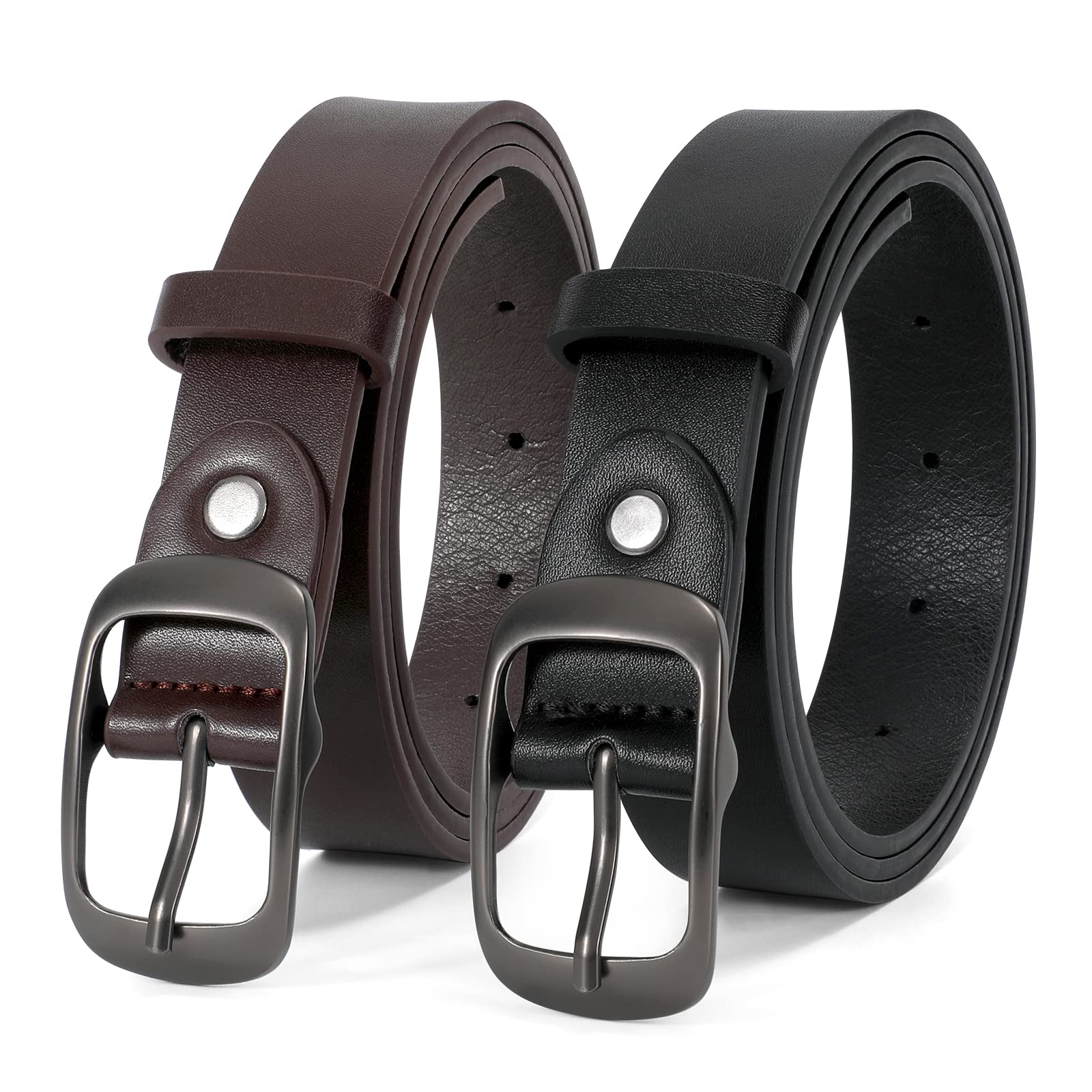 JASGOOD 2 Pack Women Faux Leather Belt, Fashion Ladies Belt with Pin Buckle for Jeans Pants - JASGOOD OFFICIAL