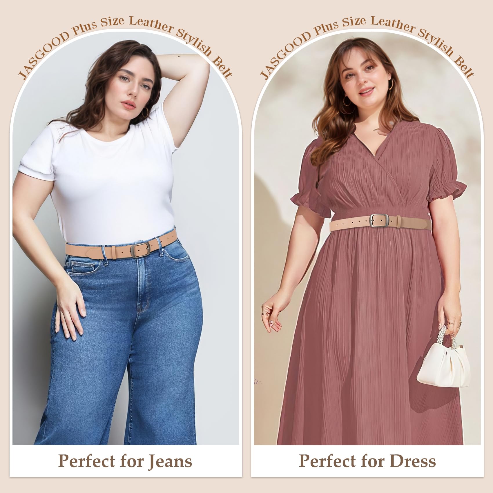 JASGOOD Plus Size Women Leather Belt Black Casual Waist Belt for Jeans Pants with Metal Pin Buckle - JASGOOD OFFICIAL