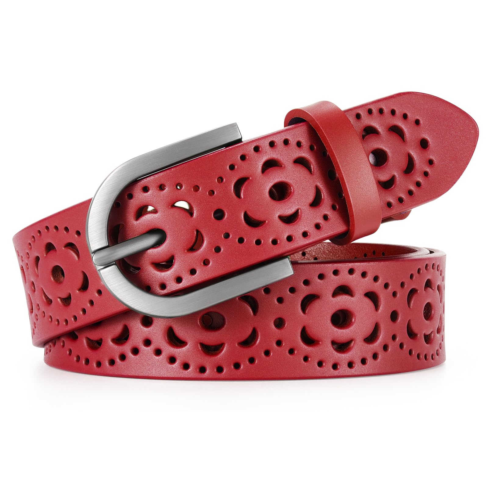 JASGOOD Hollow Genuine Leather Belt for Women Ladies Belt for Jeans Pants Casual Waist Belt - JASGOOD OFFICIAL