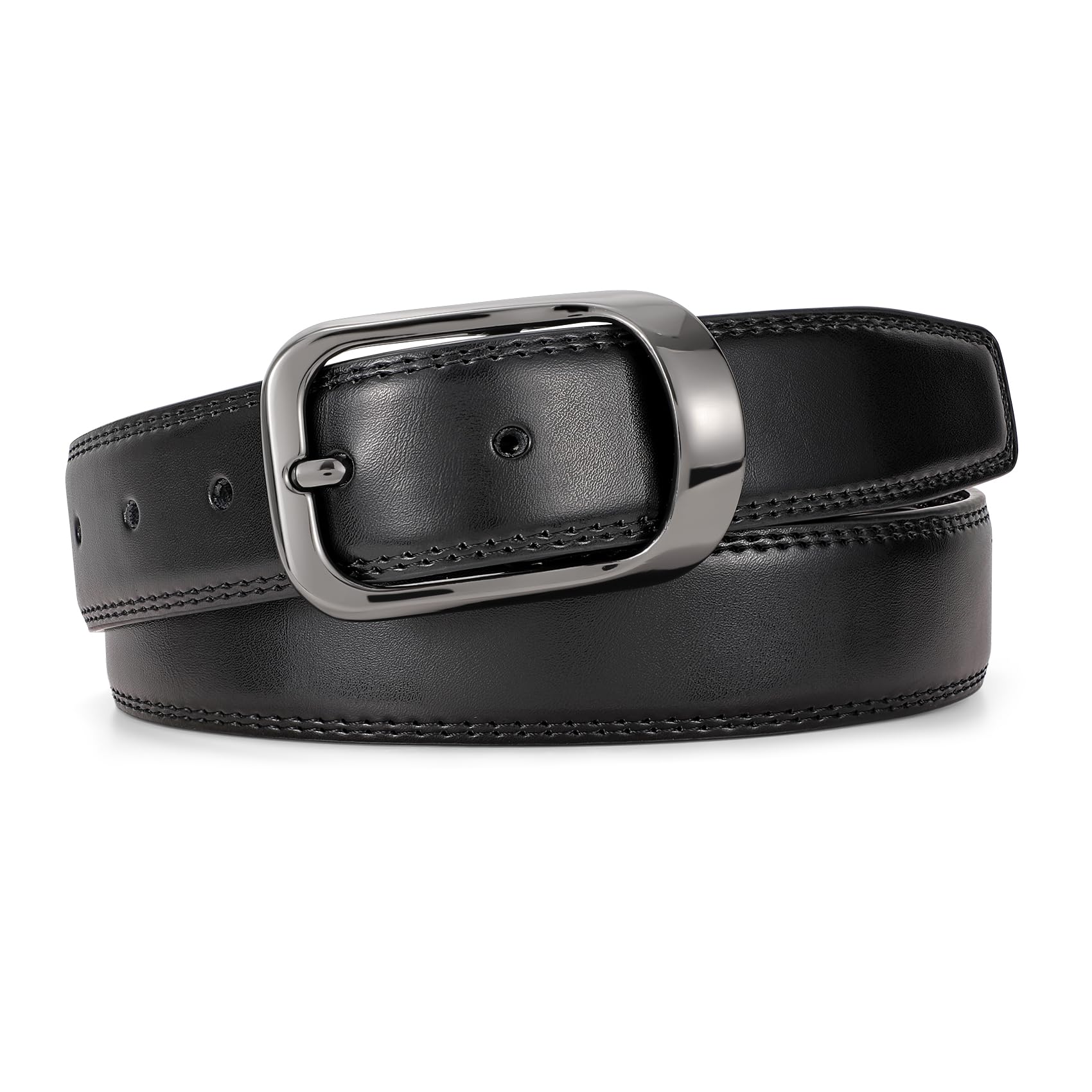 JASGOOD Men's Leather Dress Belts, Mens Casual Belt For Jeans Pants Work Suits and Uniform With Single Prong Buckle