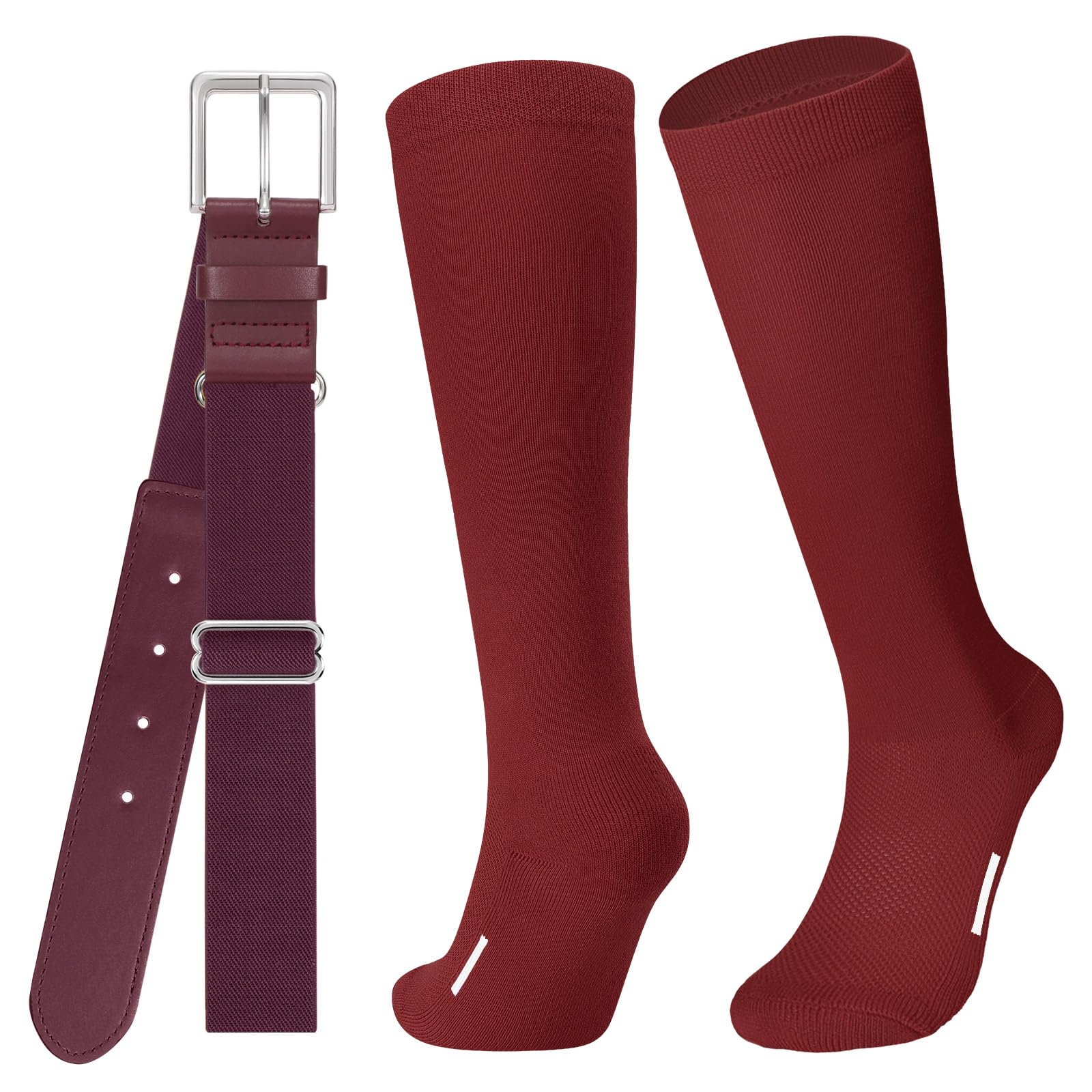 JASGOOD Baseball Softball Socks and Belt Combo Set Breathable Soccer Football Socks for Adult and Youth