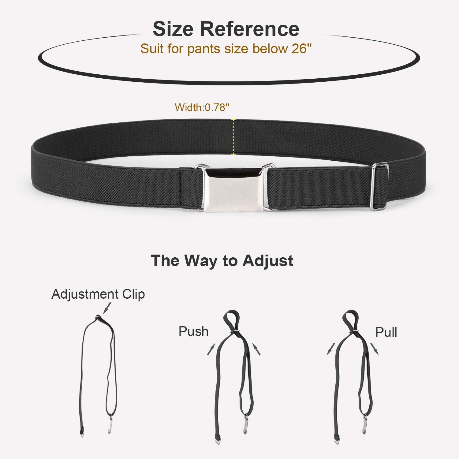 JASGOOD Kids Toddler Belt Elastic Stretch Adjustable Belt for Boys and Girls with Silver Square Buckle 2 Pack