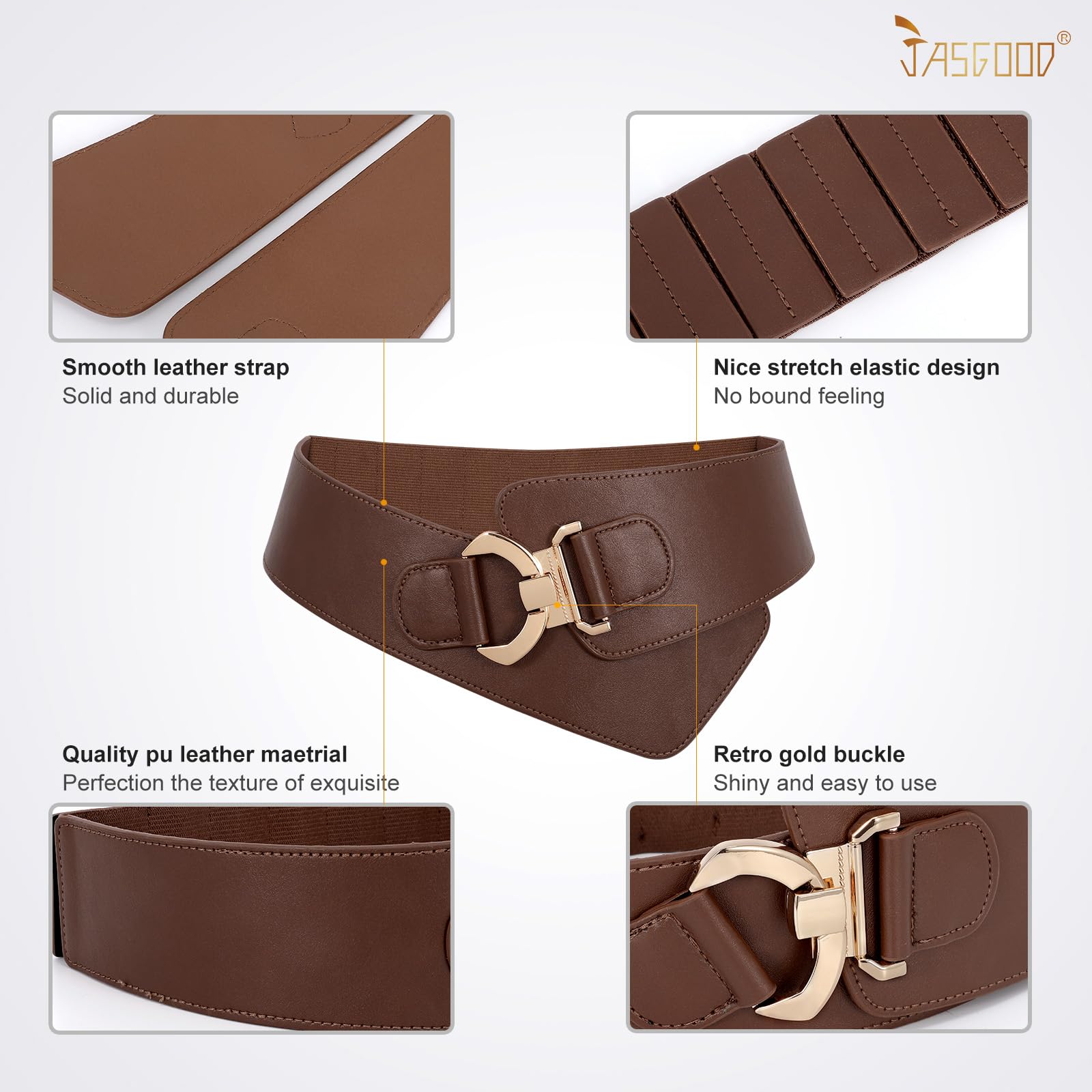 JASGOOD Wide Elastic Stretch Waist Belt Women's Adjustable Fashion Dress Belt - JASGOOD OFFICIAL