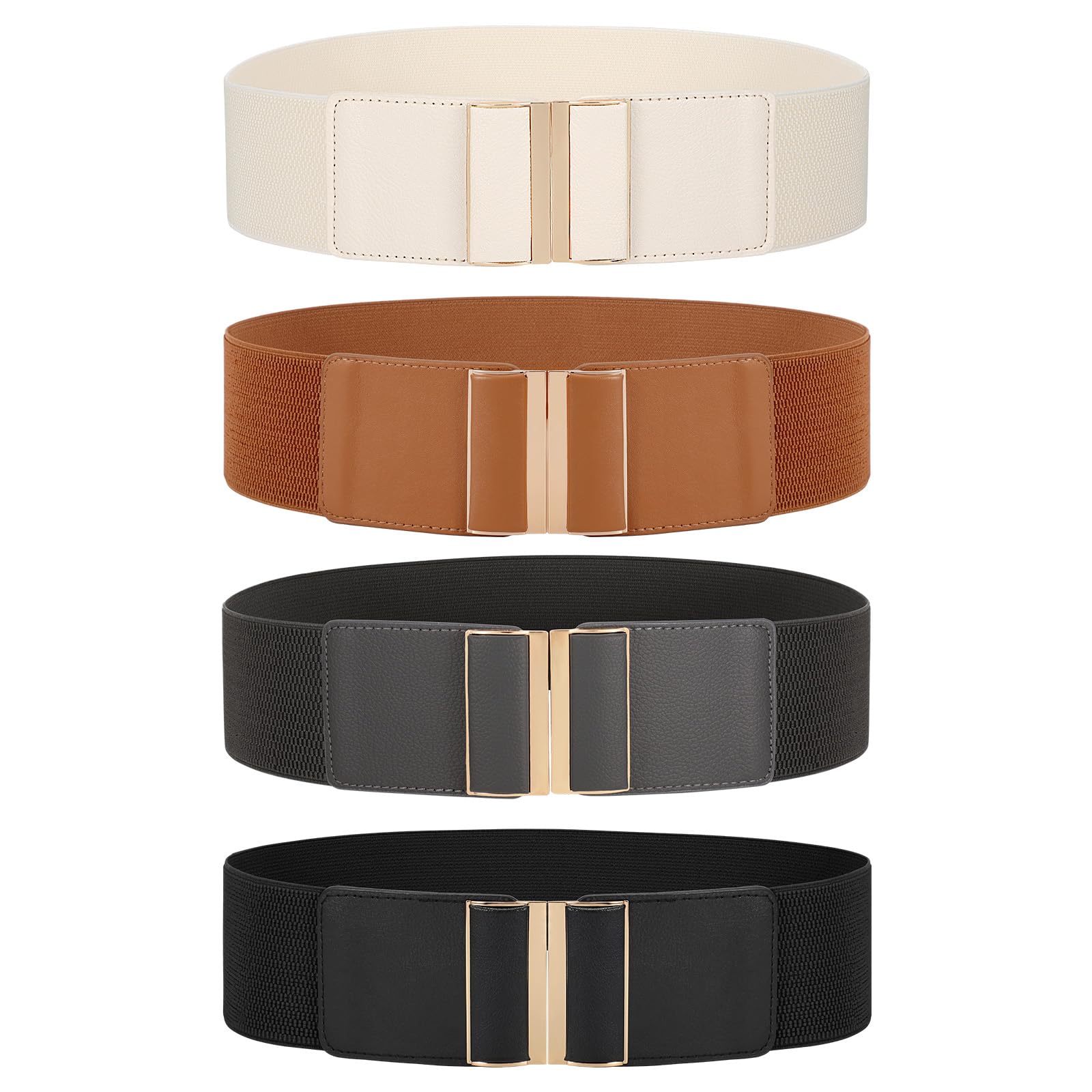 JASGOOD 4 Pack Wide Elastic Stretch Waist Belts for Women Dress Belt - JASGOOD OFFICIAL