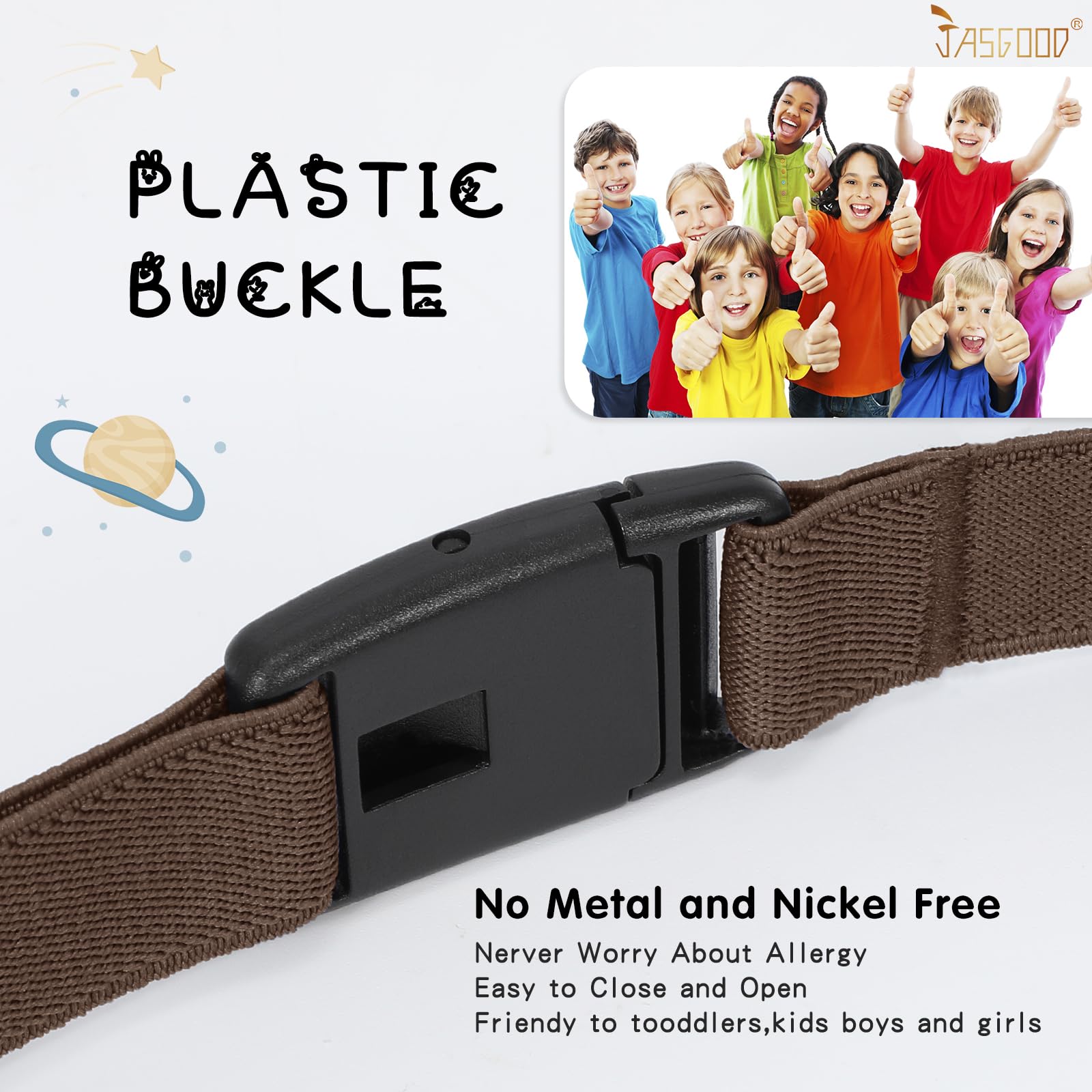 JASGOOD Kids Adjustable Elastic Belt for Boys Girls and Toddlers Nickel Free Stretch Belts for Pants Jeans