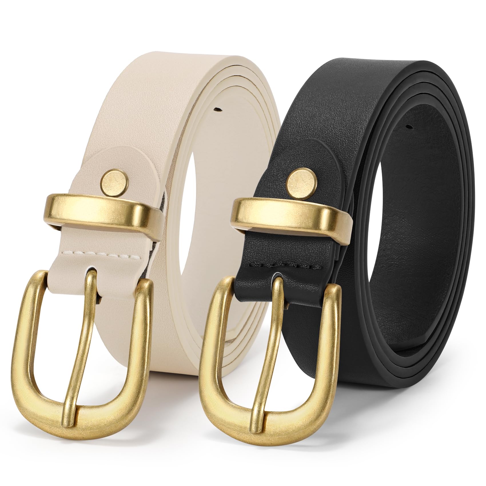 JASGOOD Womens Leather Belts for Jeans Pants 1.1" Width Vintage Ladies Belts for Dresses