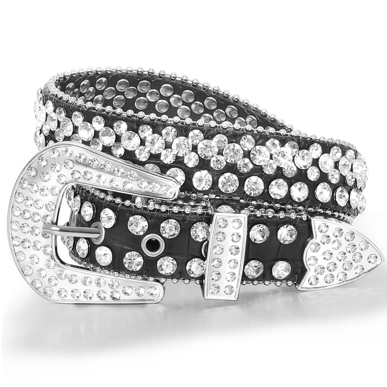 JASGOOD Kids Rhinestone Belt for Girls and Boys,Western Cowgirl Cowboy Bling Studded Leather Belt for Jeans Dress