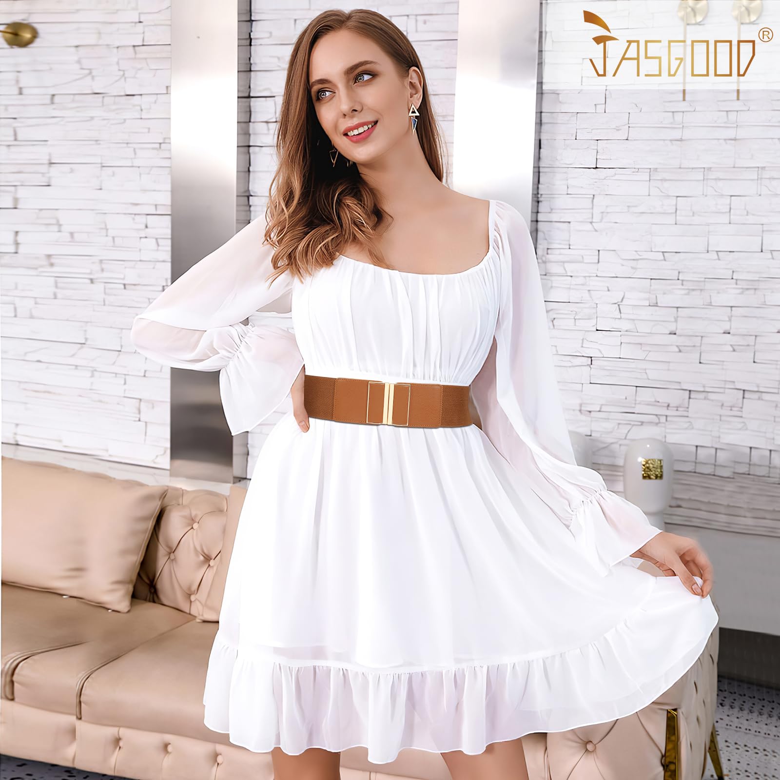 JASGOOD 4 Pack Wide Elastic Stretch Waist Belts for Women Dress Belt - JASGOOD OFFICIAL