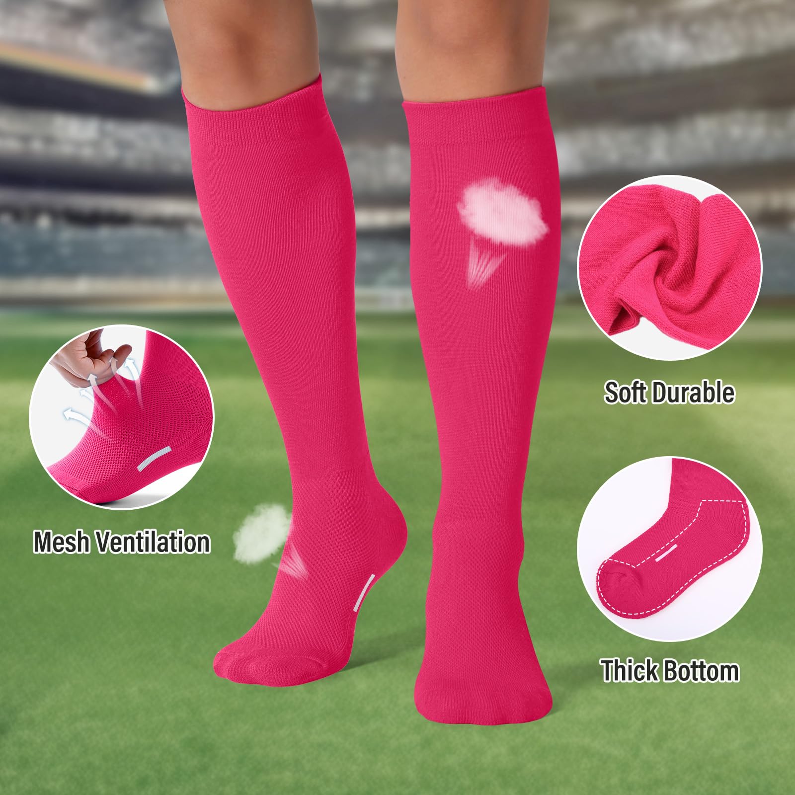 JASGOOD Baseball Softball Socks and Belt Combo Set Breathable Soccer Football Socks for Adult and Youth