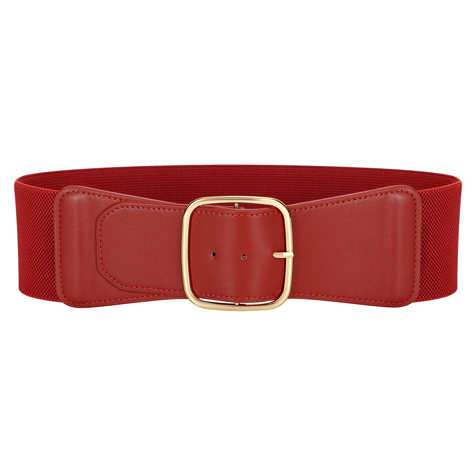 JASGOOD Women Elastic Wide Belt Ladies Stretchy Waist Belt with Square Buckle for Dress