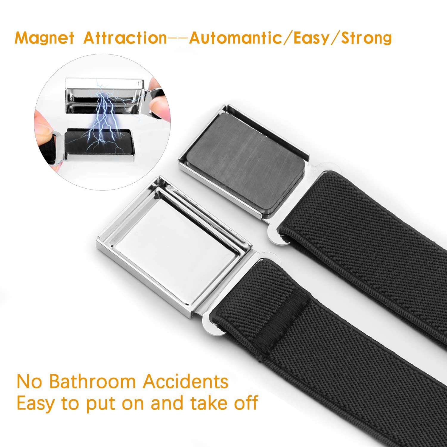 JASGOOD Kids Adjustable Magnetic Belt Boys Girls Elastic Belt with Easy Magnetic Buckle for Back to School Girls