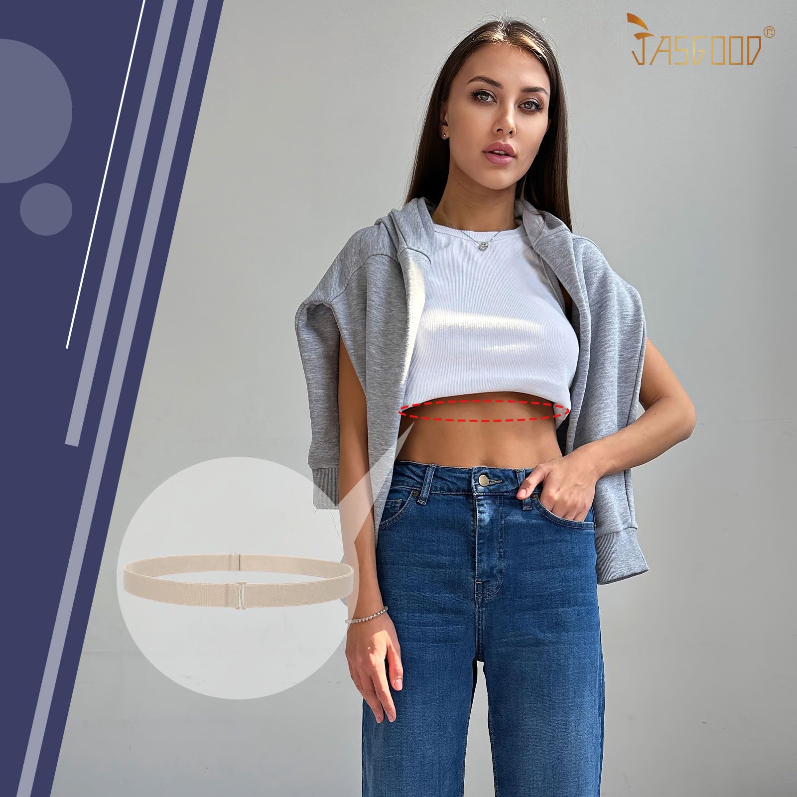 JASGOOD Crop Top Tuck Waist Band Adjustable Band Tucking Sweaters Shirts Elastic Stretch Belts for Women Change Style of Tops - JASGOOD OFFICIAL