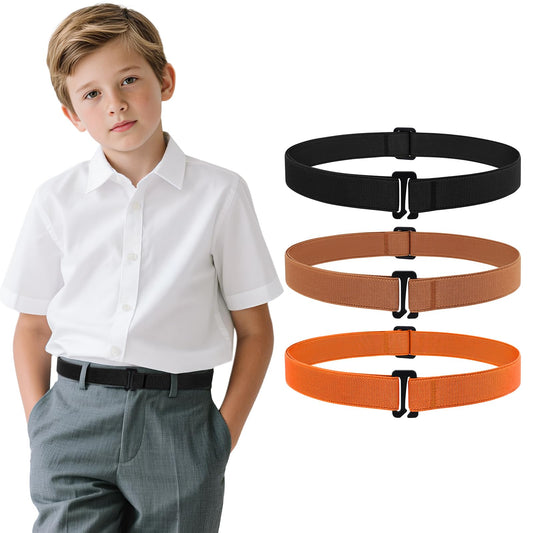 JASGOOD 3 Pack Kids No Show Stretch Belt for Boys Girls Jeans invisible Nickel Free Elastic Belt with Flat Buckle - JASGOOD OFFICIAL