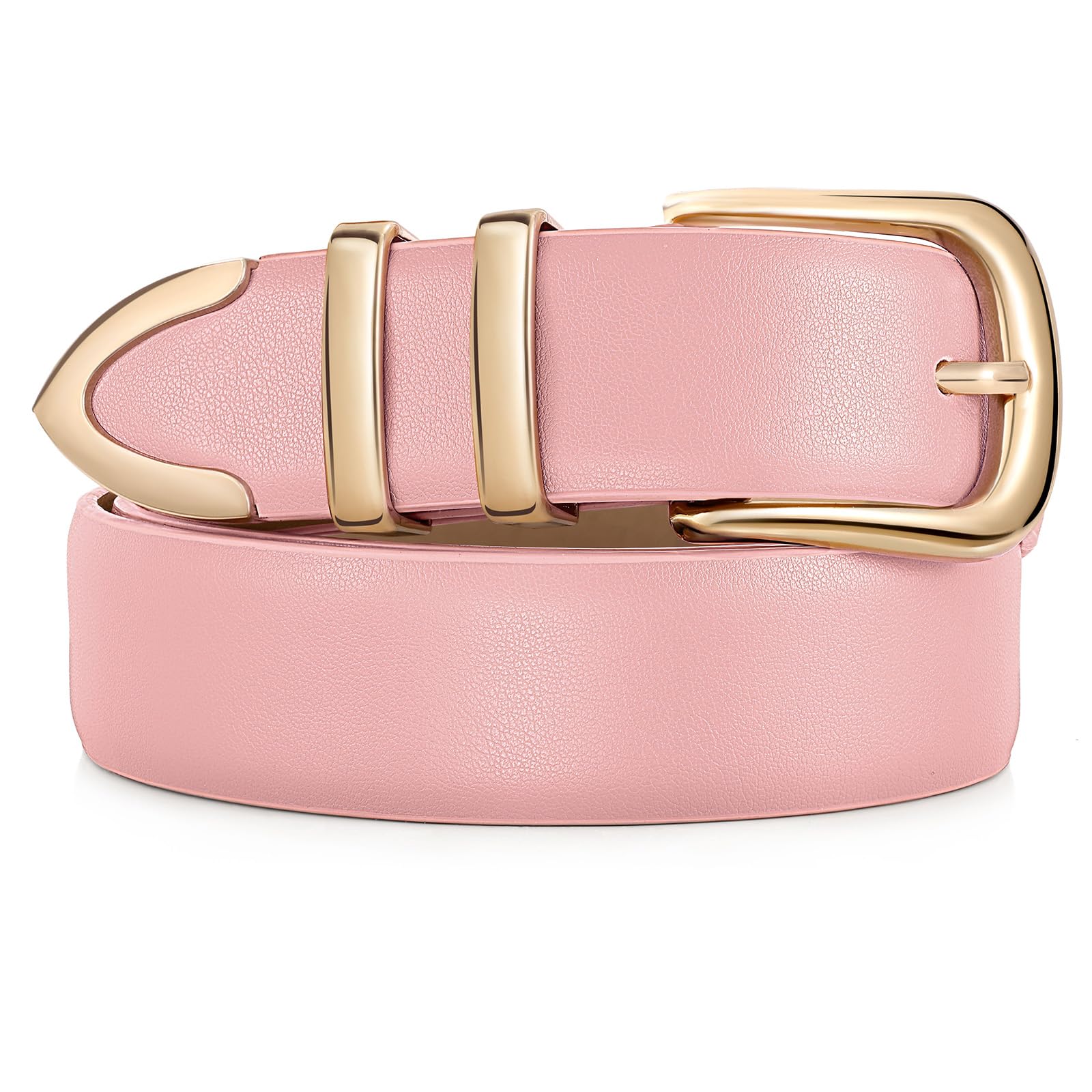 JASGOOD Women Leather Belt with Gold Buckle Ladies Fashion Faux Leather Waist Belt for Jeans Pants - JASGOOD OFFICIAL