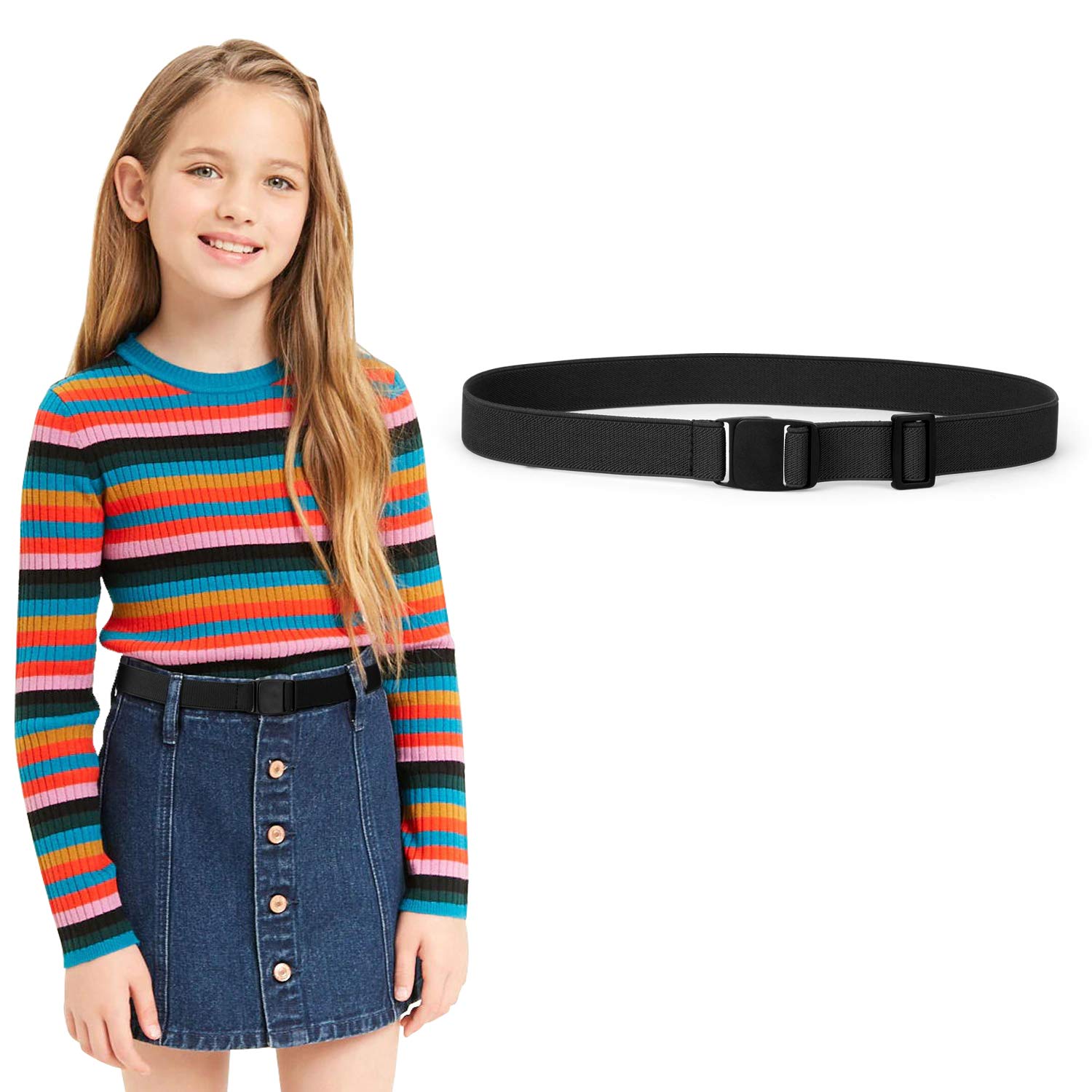 JASGOOD Kids Nickel Free Belts,Adjustable Elastic Belts for Pants Children,Stretch Belts for Boys Girls and Toddlers