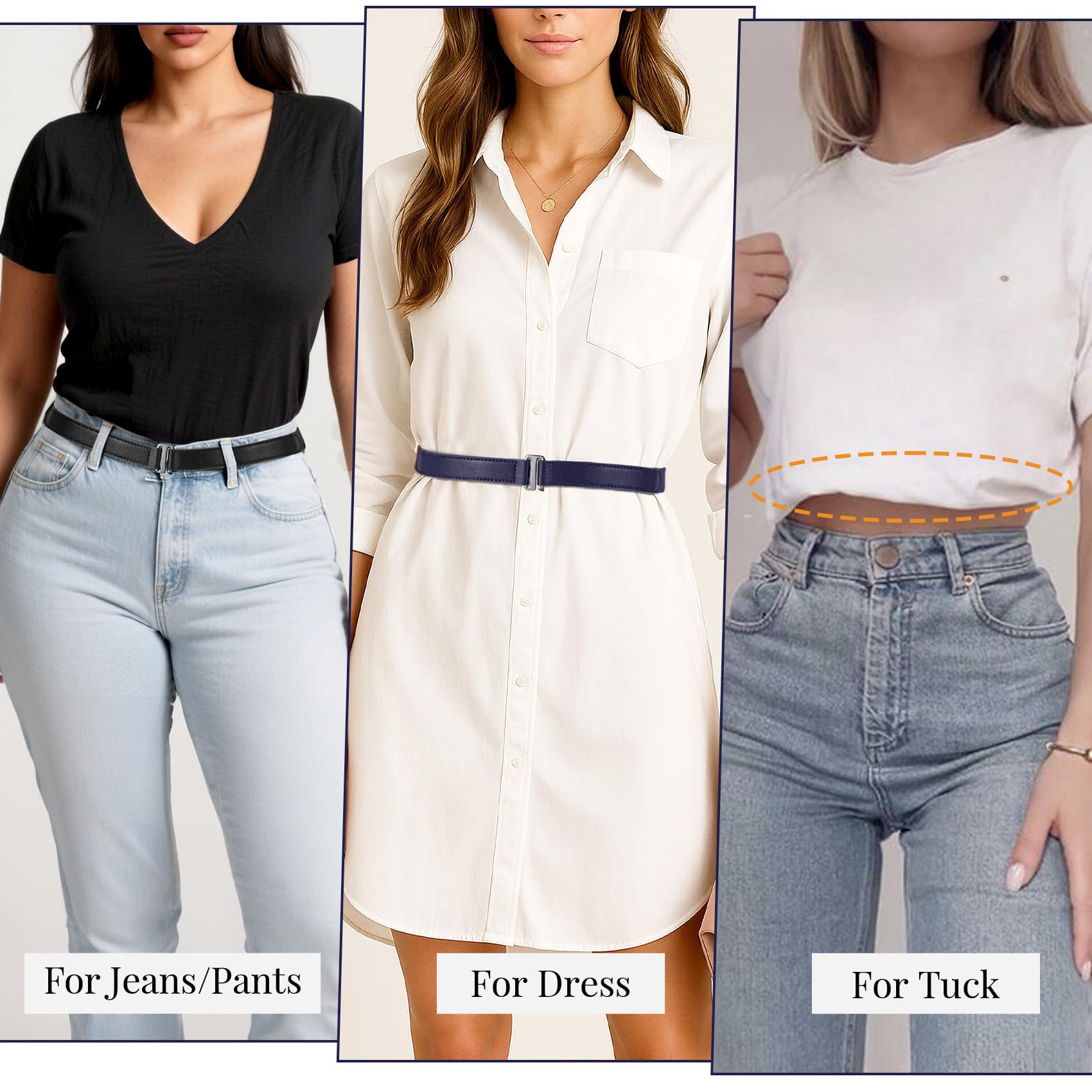 JASGOOD 2 Pcs Crop Top Tuck Waist Band Tool for Tucking Sweaters Tops and Shirts Stretch Belts for Women