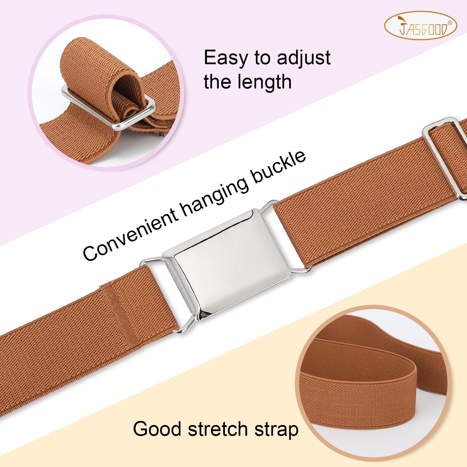 JASGOOD 4 Pack Women Stretch Belt Invisible Elastic Web Strap Belt for Pants Jeans Dresses