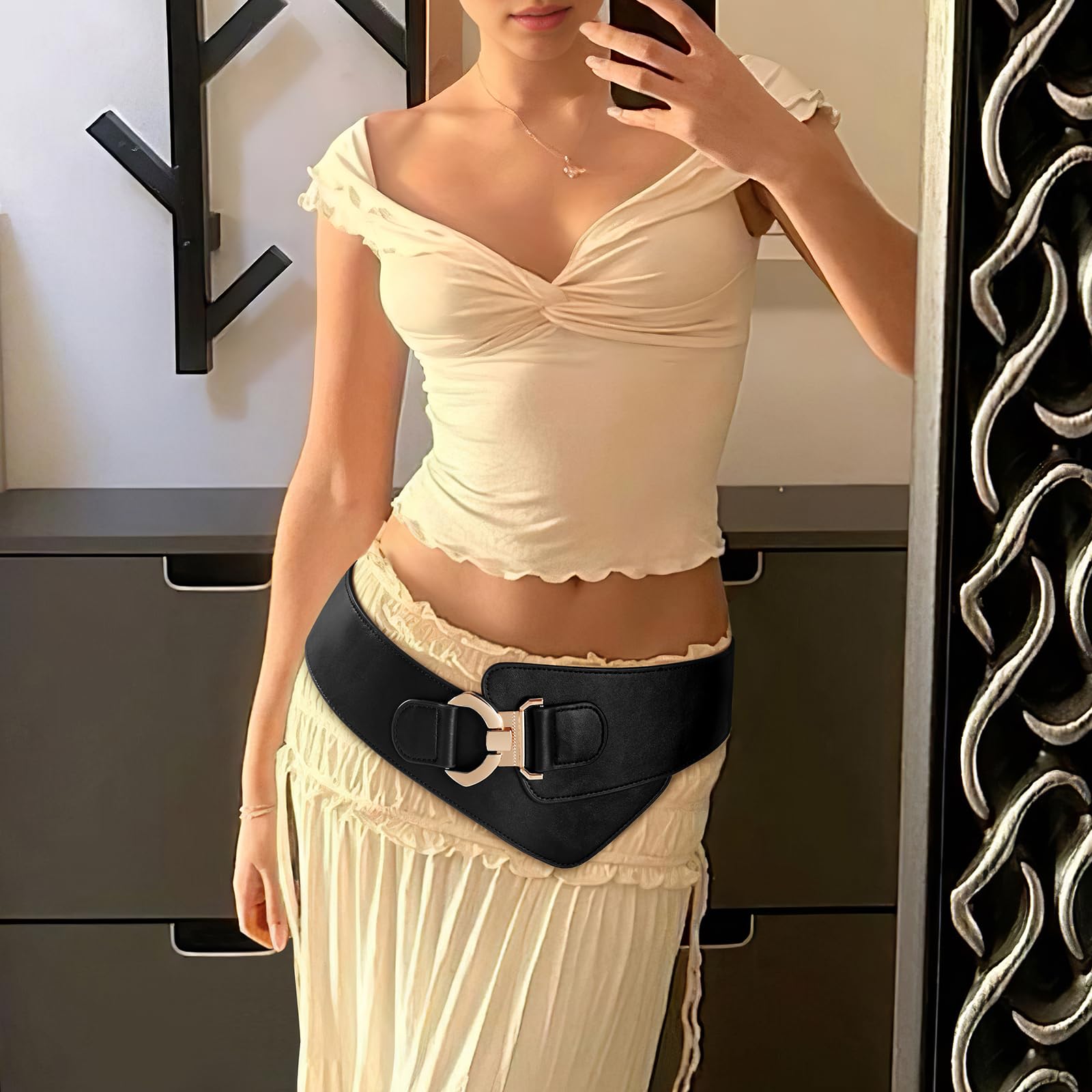 JASGOOD Wide Elastic Stretch Waist Belt Women's Adjustable Fashion Dress Belt - JASGOOD OFFICIAL