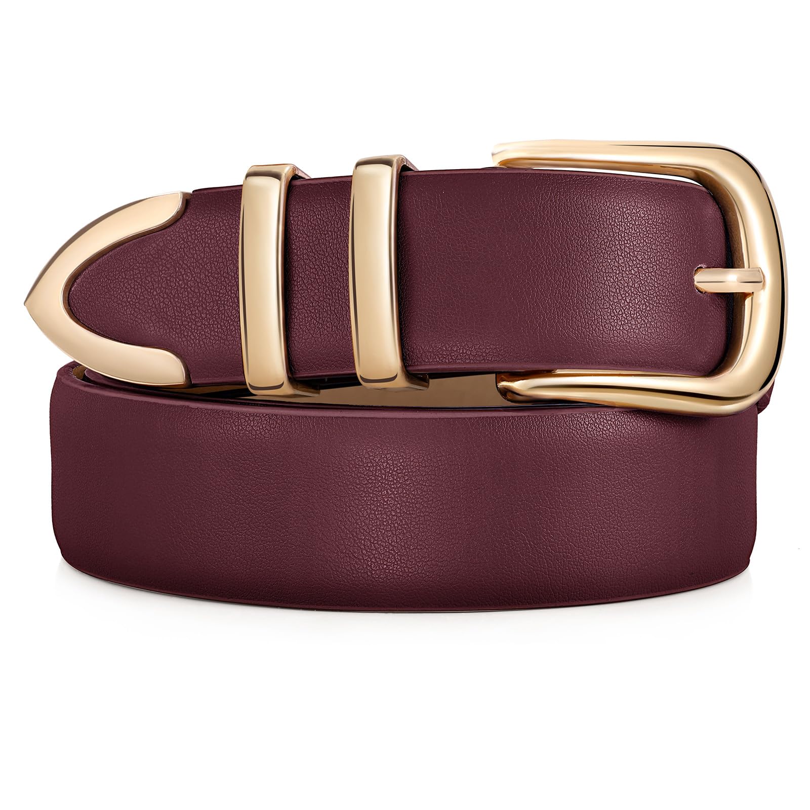 JASGOOD Women Leather Belt with Gold Buckle Ladies Fashion Faux Leather Waist Belt for Jeans Pants - JASGOOD OFFICIAL