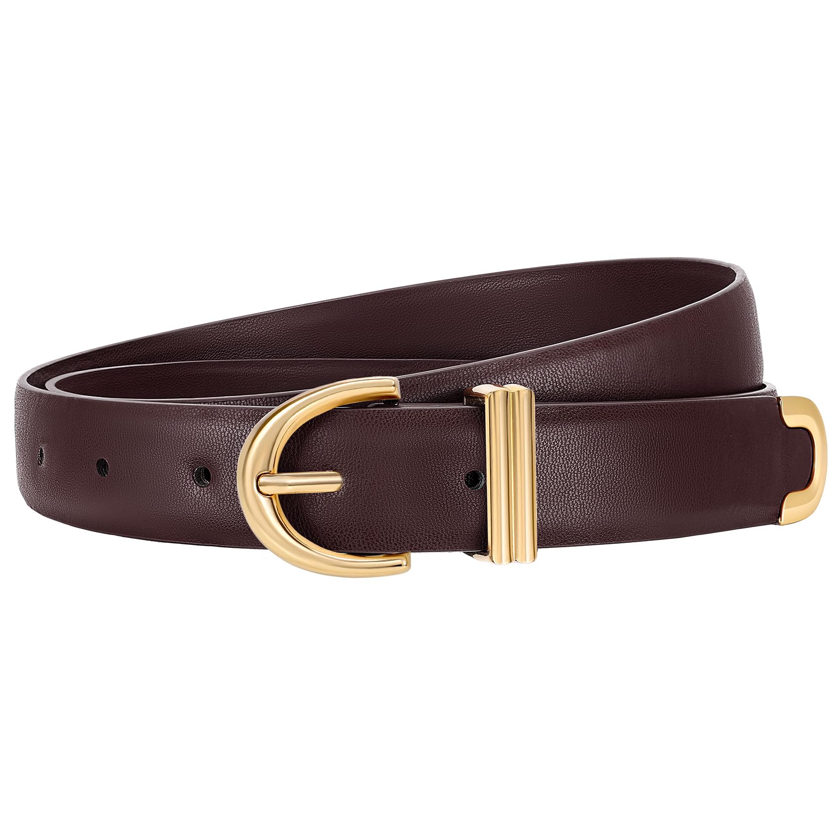 JASGOOD Women Leather Belt for Jeans Pants Fashion Gold Buckle Ladies Waist Belt