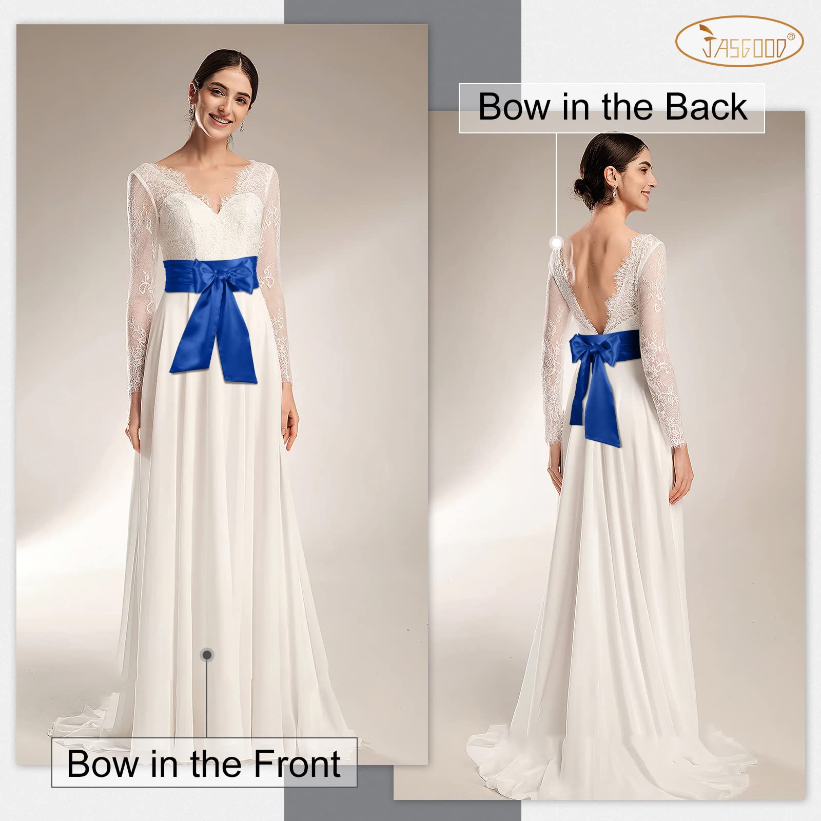 JASGOOD Women Sash Belt for Dress Long Satin Waist Belt for Wedding Party Special Occasion 3.7" Width
