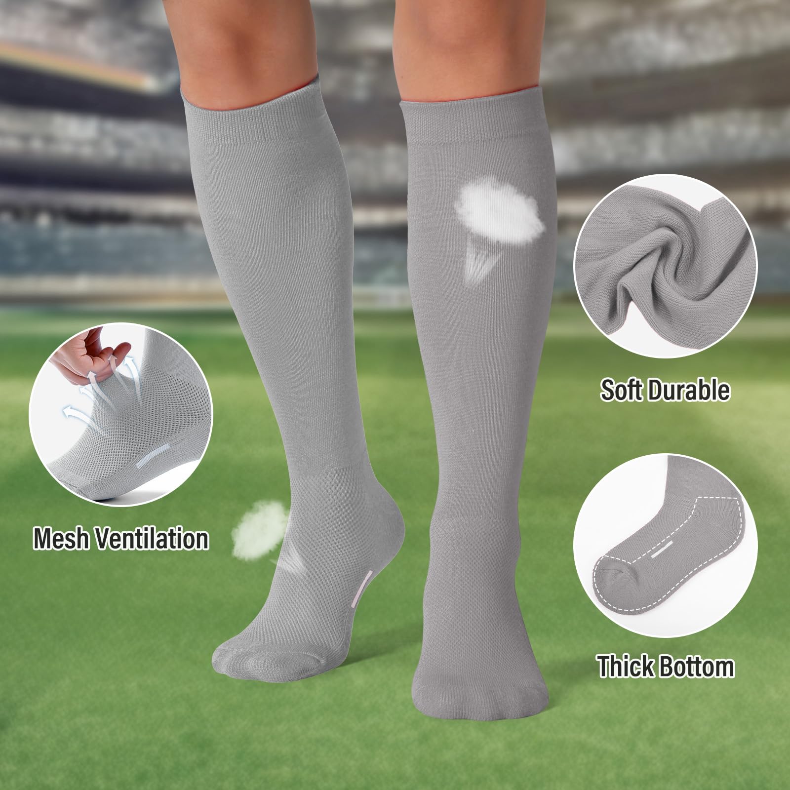 JASGOOD Baseball Softball Socks and Belt Combo Set Breathable Soccer Football Socks for Adult and Youth