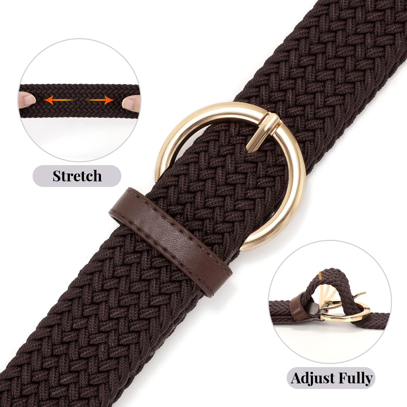 JASGOOD Women Men Braided Woven Elastic Stretch Waist Belt Golf Canvas Fabric Casual Belt for Jeans Pants - JASGOOD OFFICIAL