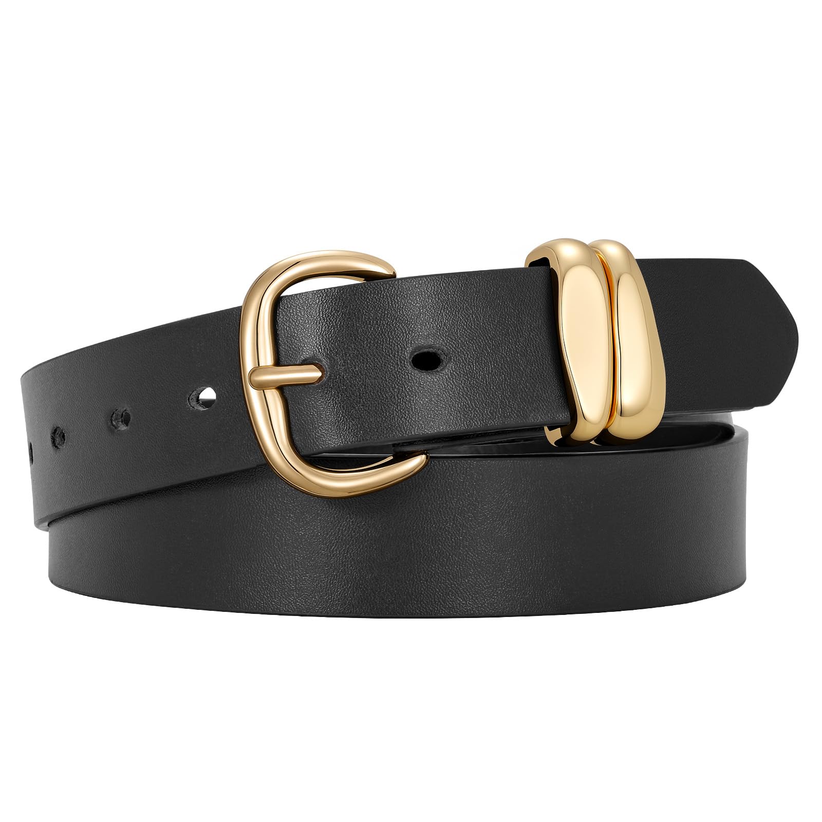 JASGOOD Women Leather Belt for Jeans Pants Gold Buckle Lady Casual Dress Waist Belt - JASGOOD OFFICIAL