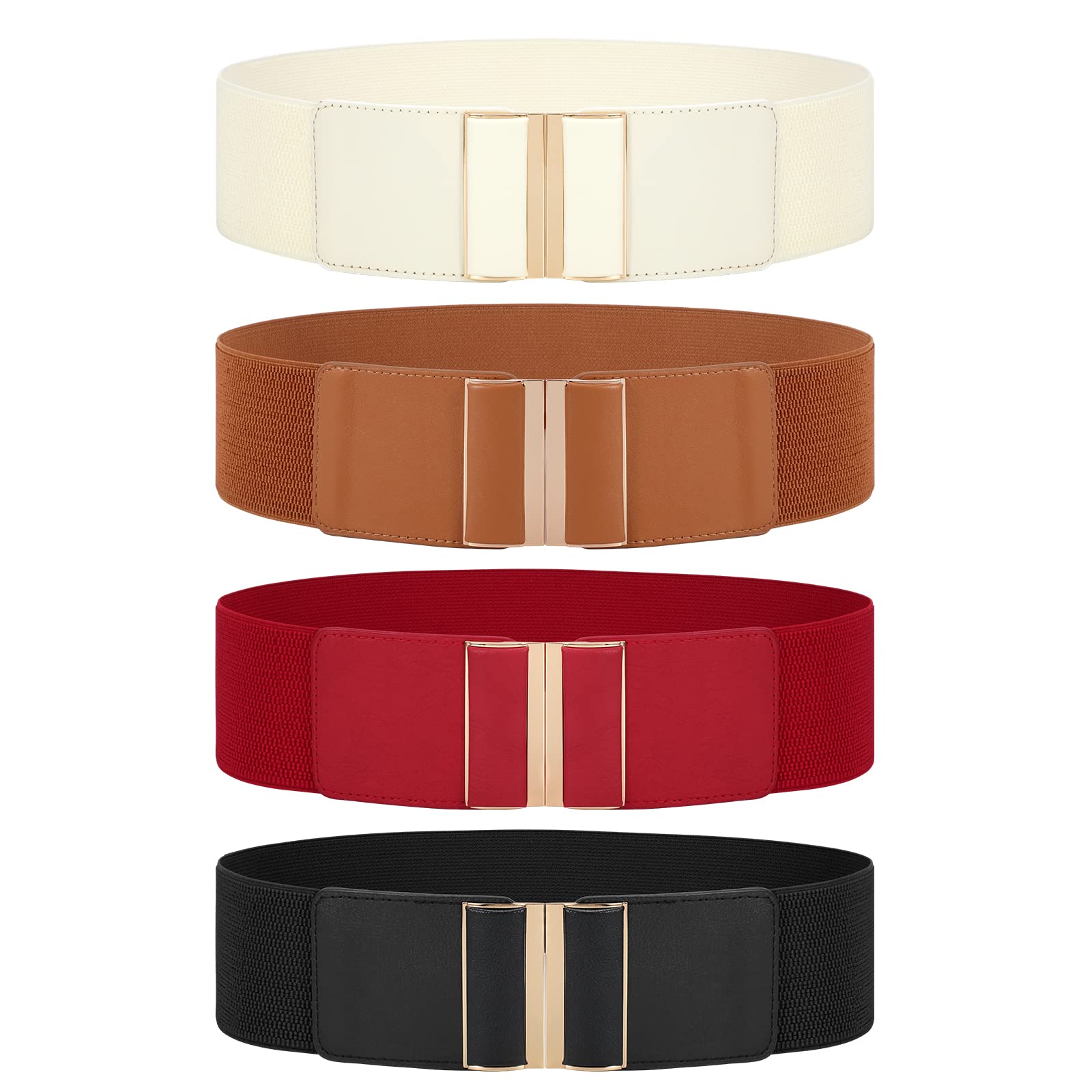 JASGOOD 4 Pack Wide Elastic Stretch Waist Belts for Women Dress Belt - JASGOOD OFFICIAL